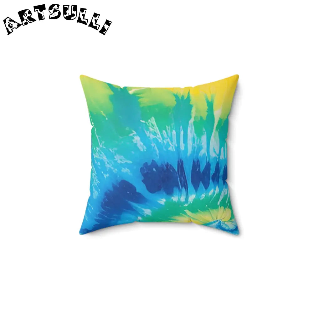 Blue and Green Tie-Dye Throw Pillow, Artsulli - Art is Long, Life is Short, Home Decor, Size, 14" × 14", , , , , 15237774762715325179