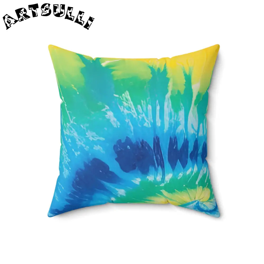 Blue and Green Tie-Dye Throw Pillow, Artsulli - Art is Long, Life is Short, Home Decor, Size, 18" × 18", , , , , 33952138982074639541