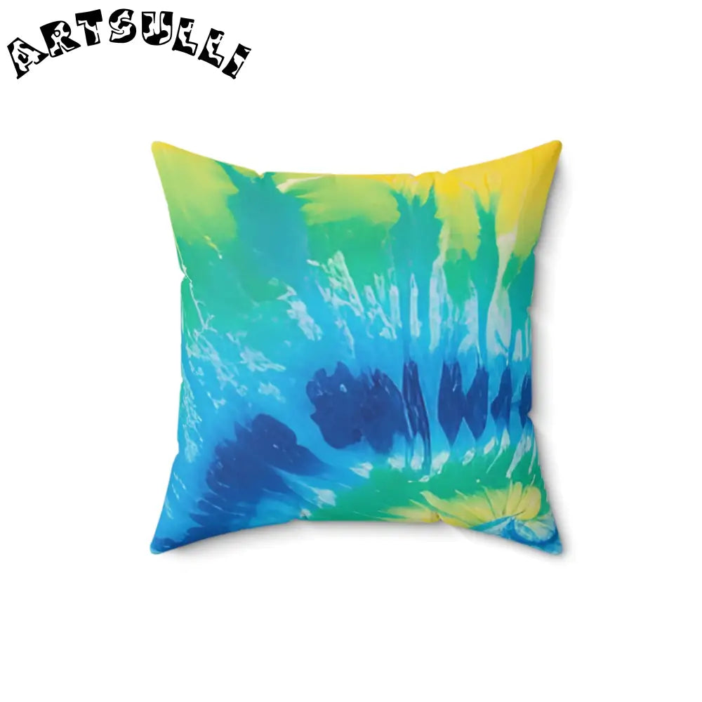 Blue and Green Tie-Dye Throw Pillow, Artsulli - Art is Long, Life is Short, Home Decor, Size, 16" × 16", , , , , 86627667643436975079