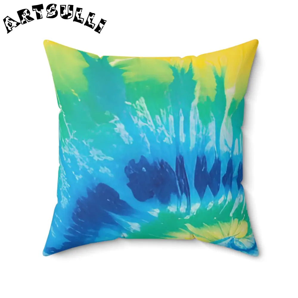 Blue and Green Tie-Dye Throw Pillow, Artsulli - Art is Long, Life is Short, Home Decor, Size, 20" × 20", , , , , 24496235210945599782