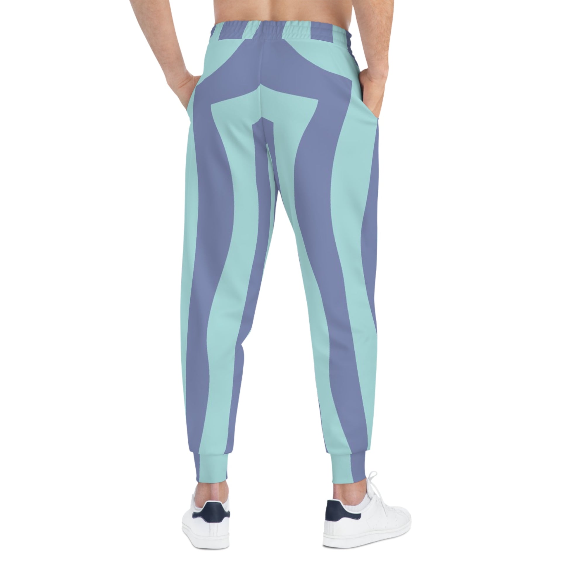 Printify Blue and Mint Green Striped Joggers 2025