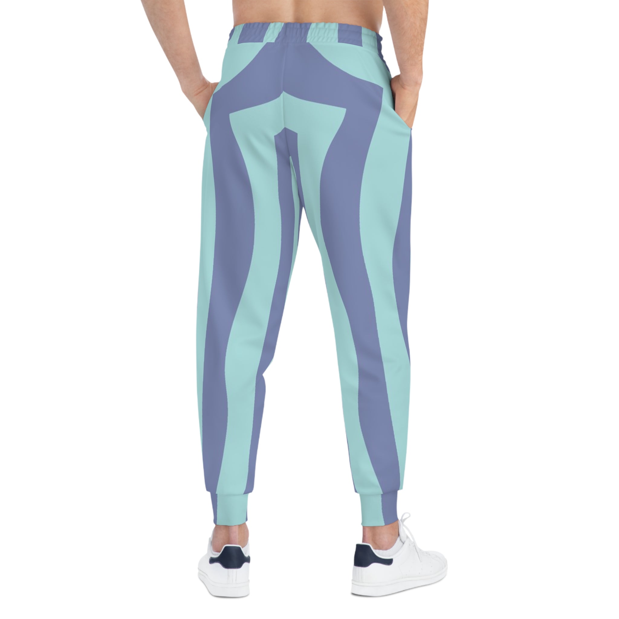 Printify Blue and Mint Green Striped Joggers 2025