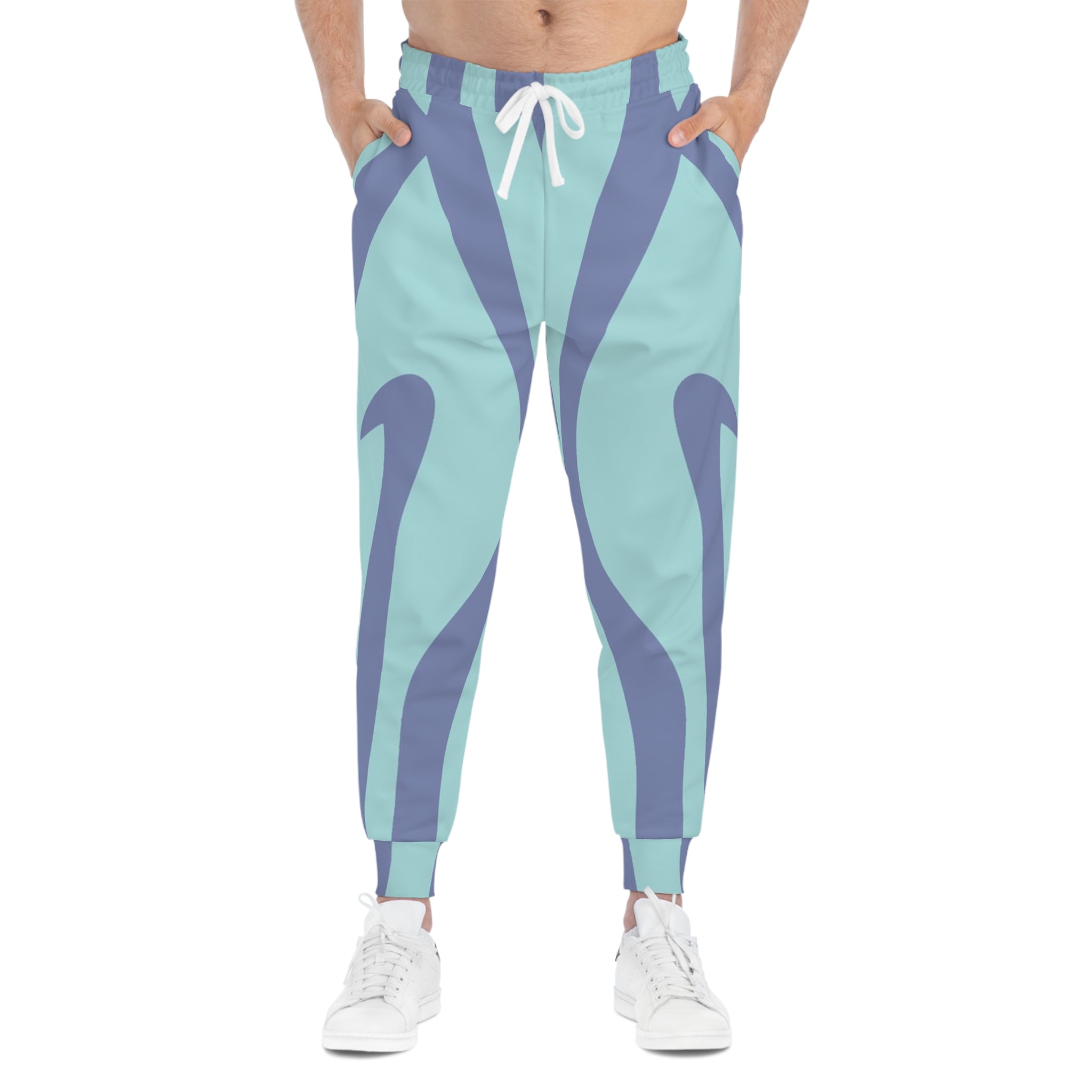 Printify Blue and Mint Green Striped Joggers 2025
