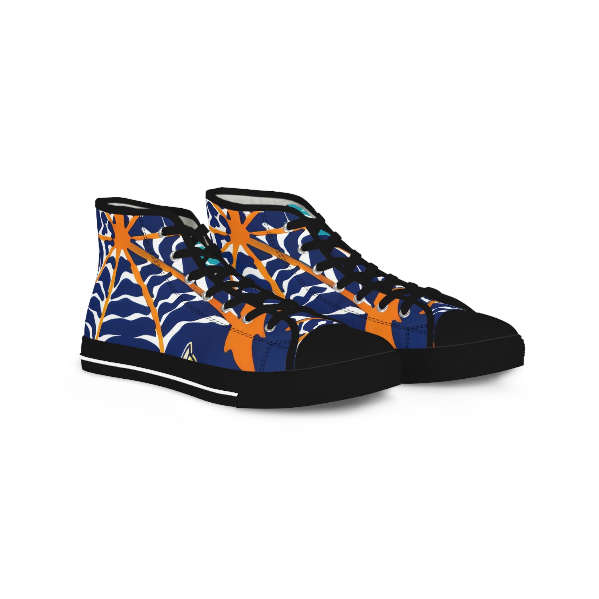 Blue and Orange Abstract High Top Sneakers, Artsulli - Art is Long, Life is Short, Shoes, Size, US 5, Color, Black sole, , , 31292947548863320387