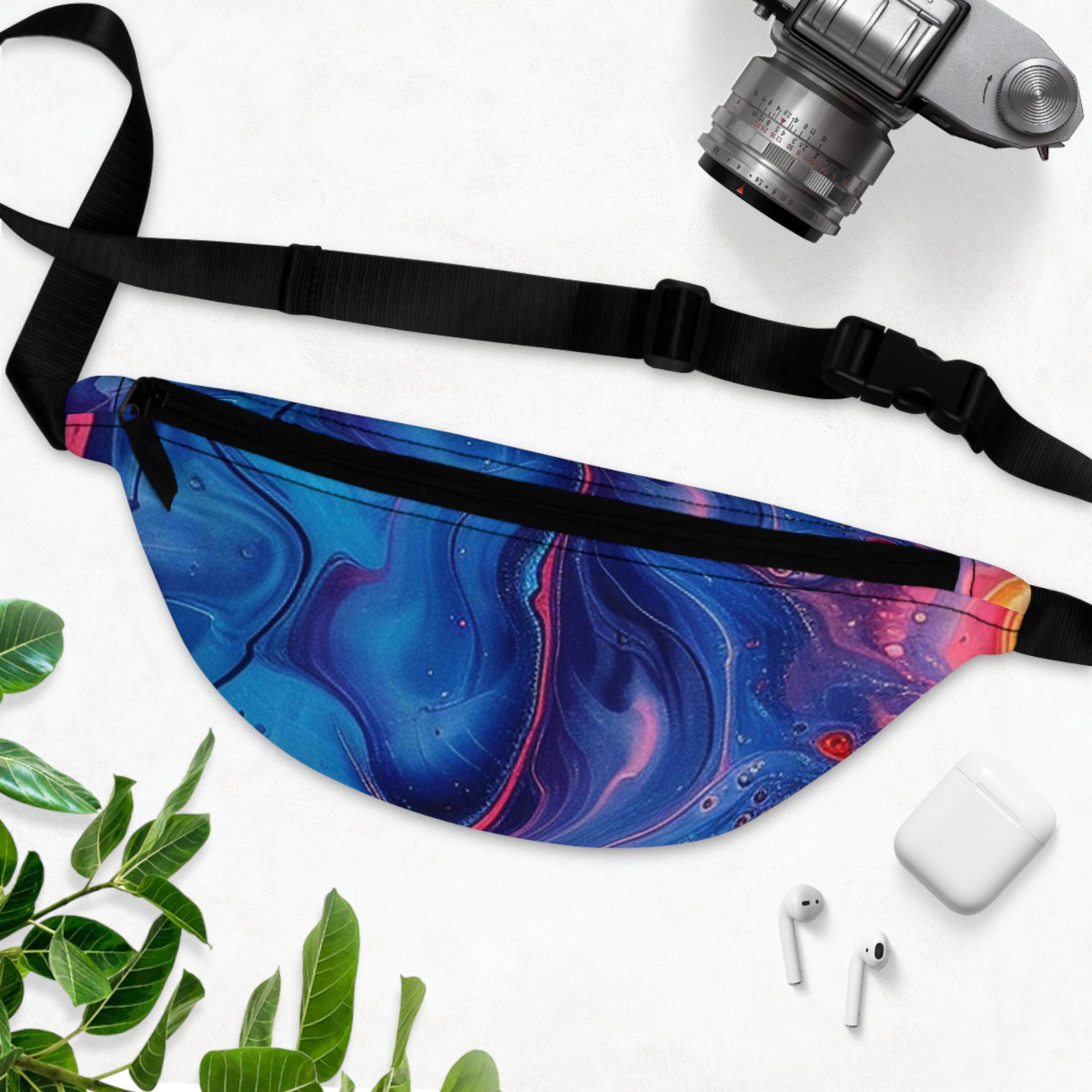 Blue and Pink Swirl Fanny Pack, Artsulli - Art is Long, Life is Short, Bags, , , , , , , 