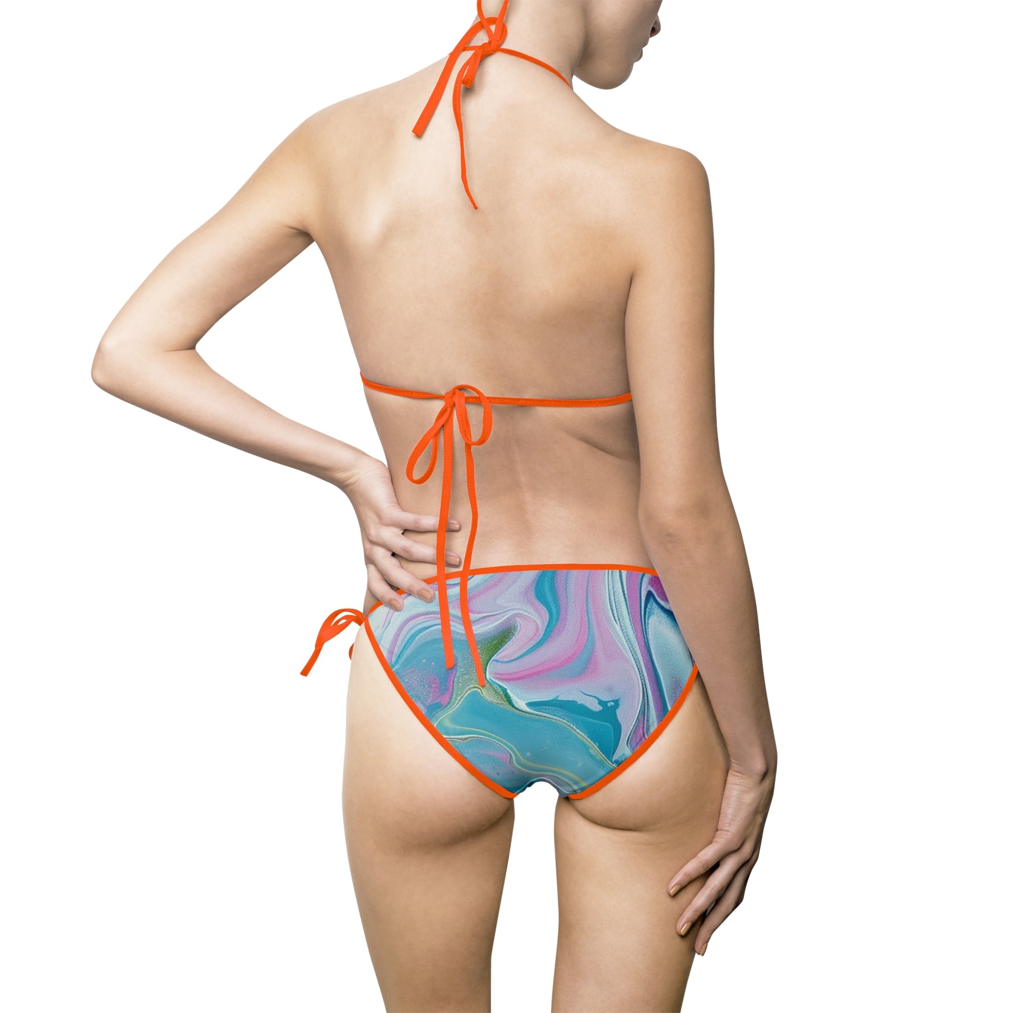 Printify Blue and Purple Marble Bikini Swimsuit 2025