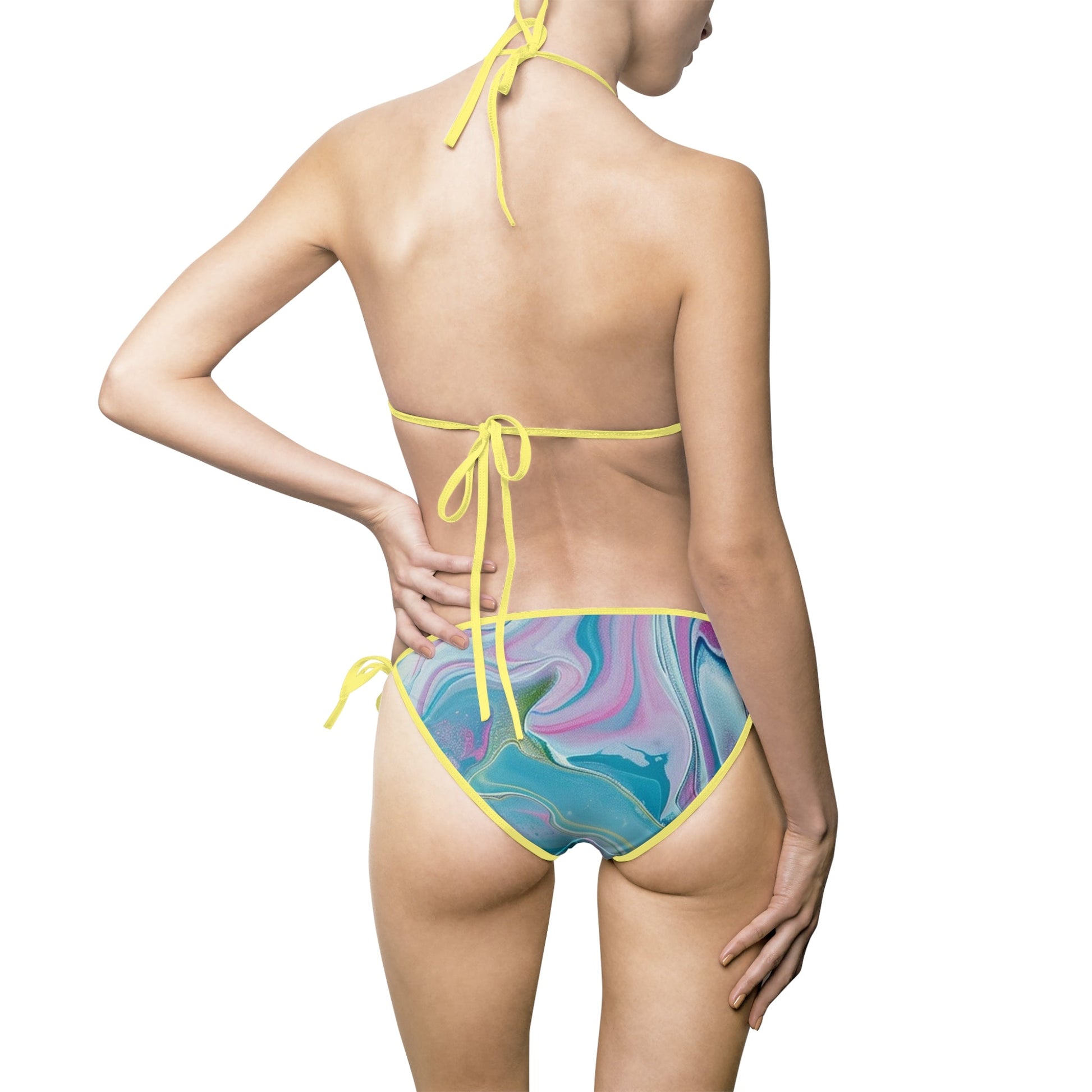 Printify Blue and Purple Marble Bikini Swimsuit 2025