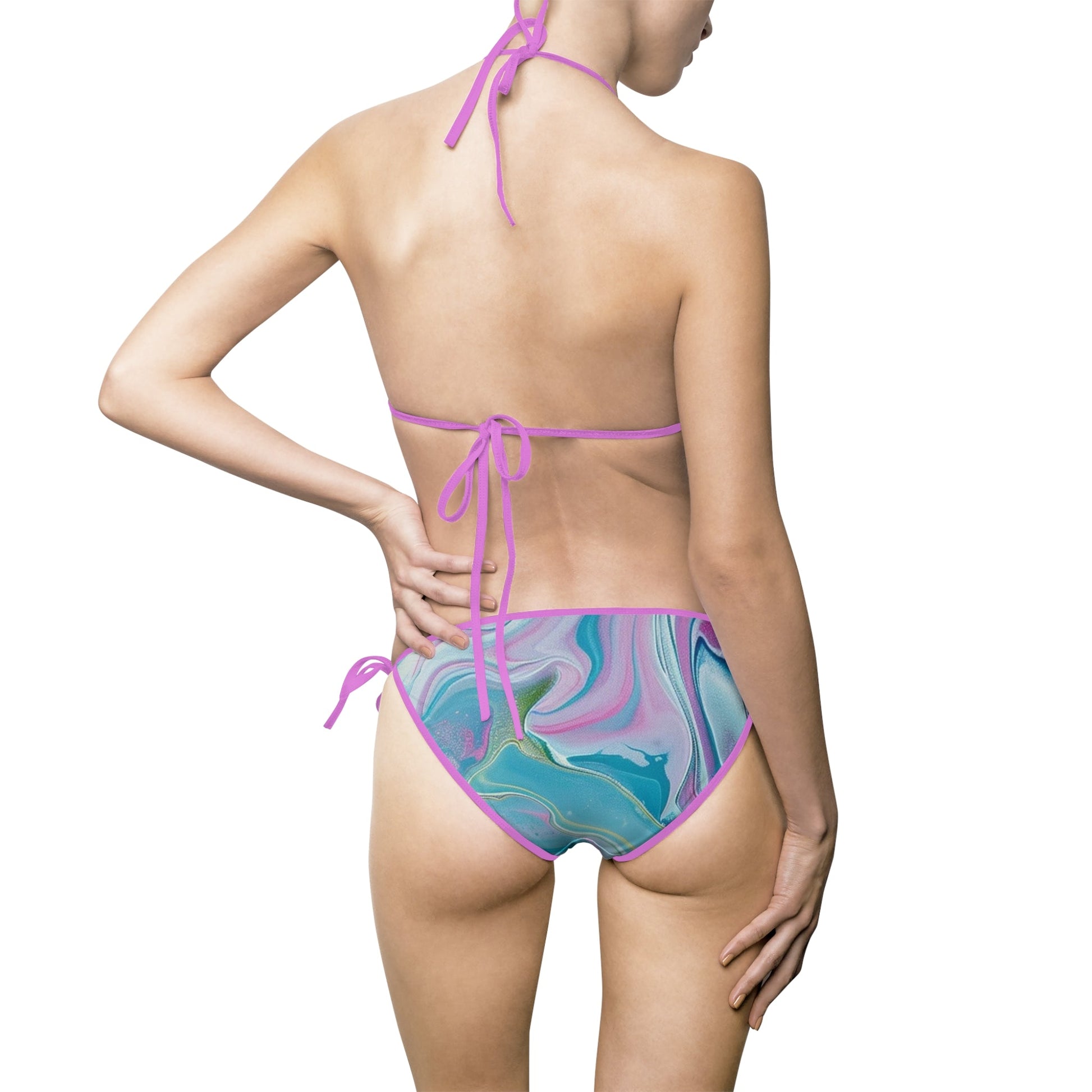 Printify Blue and Purple Marble Bikini Swimsuit 2025