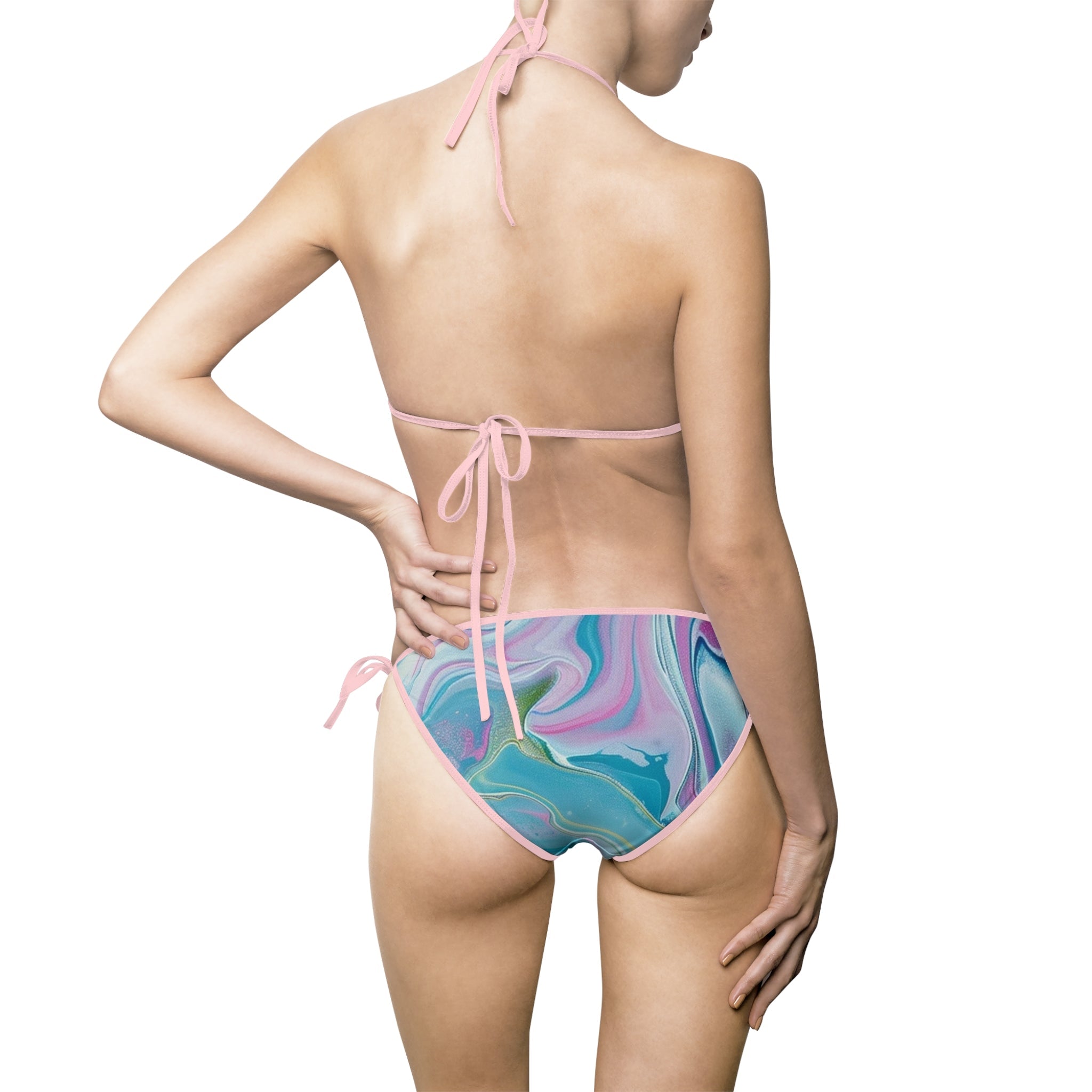 Printify Blue and Purple Marble Bikini Swimsuit 2025