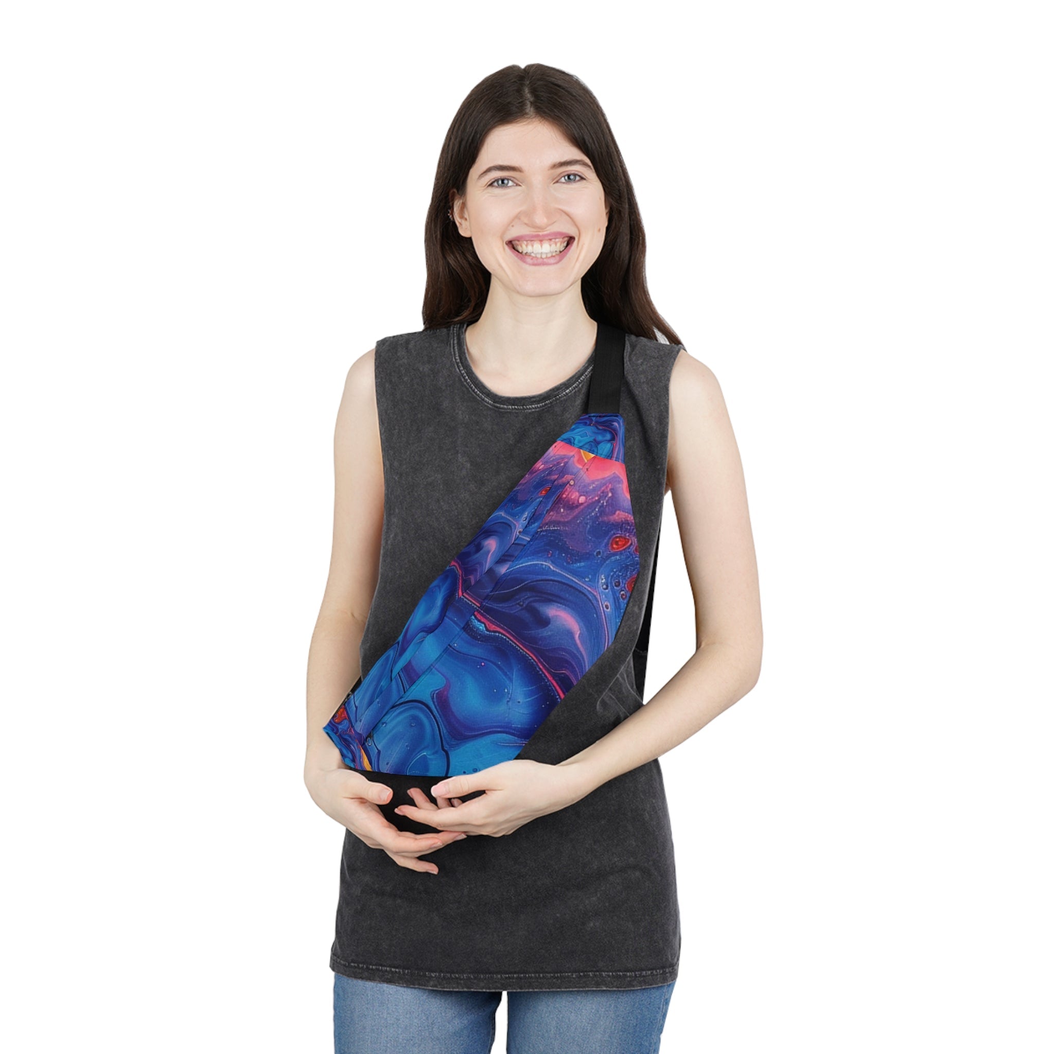 Blue and Purple Swirl Fanny Pack, Artsulli - Art is Long, Life is Short, Bags, , , , , , , 