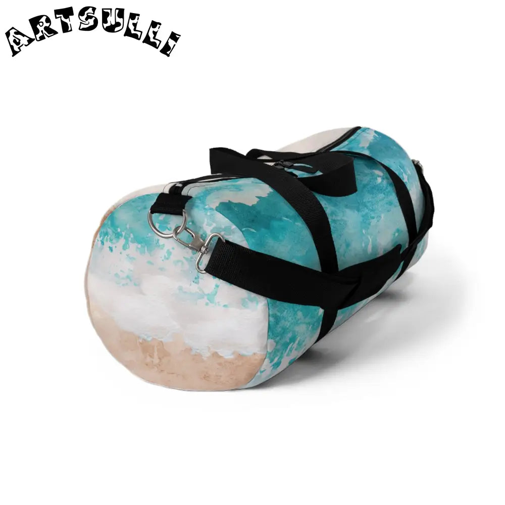 JAKKOUTTHEBXX Blue and White Abstract Wave Duffel Bag 2025
