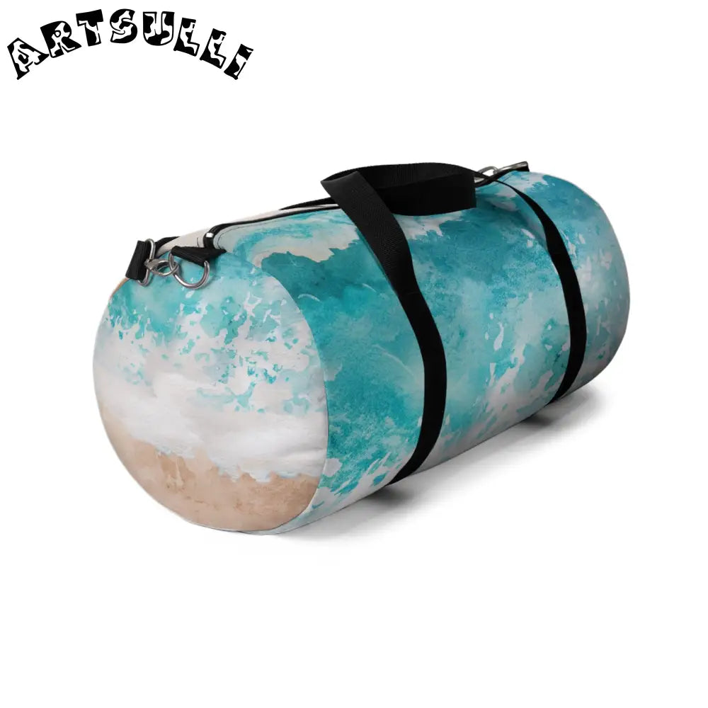 JAKKOUTTHEBXX Blue and White Abstract Wave Duffel Bag 2025