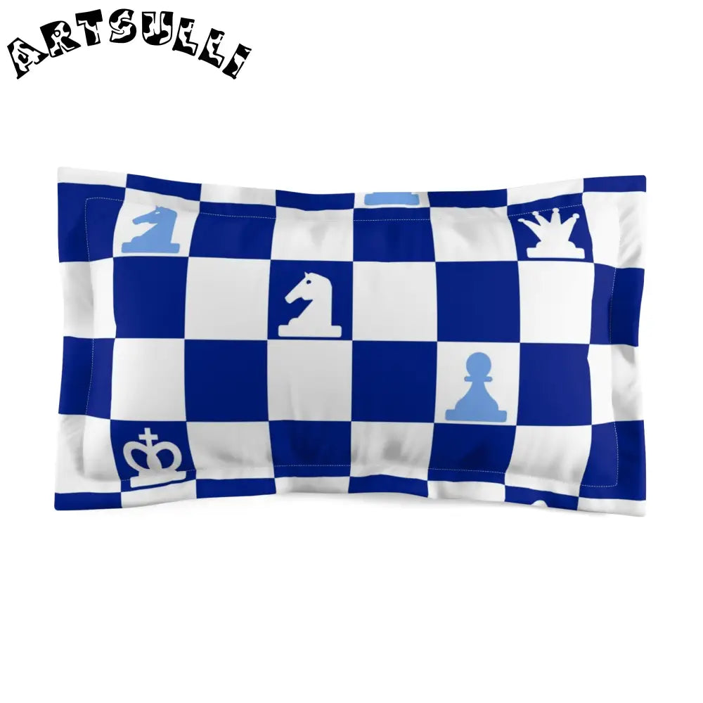 Blue and White Chess Pillow Sham, Artsulli - Art is Long, Life is Short, Home Decor, Size, King, , , , , 24041181916003112624