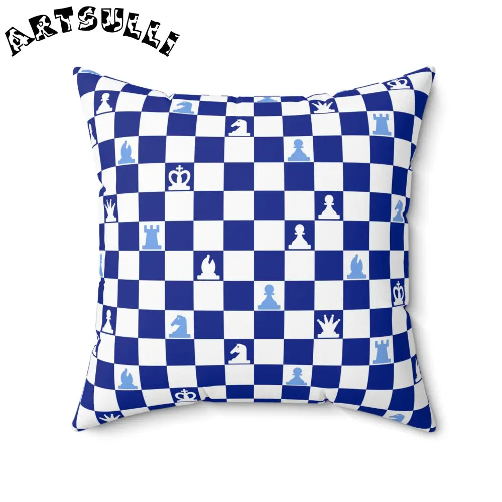 Blue and White Chessboard Throw Pillow, Artsulli - Art is Long, Life is Short, Home Decor, , , , , , , 