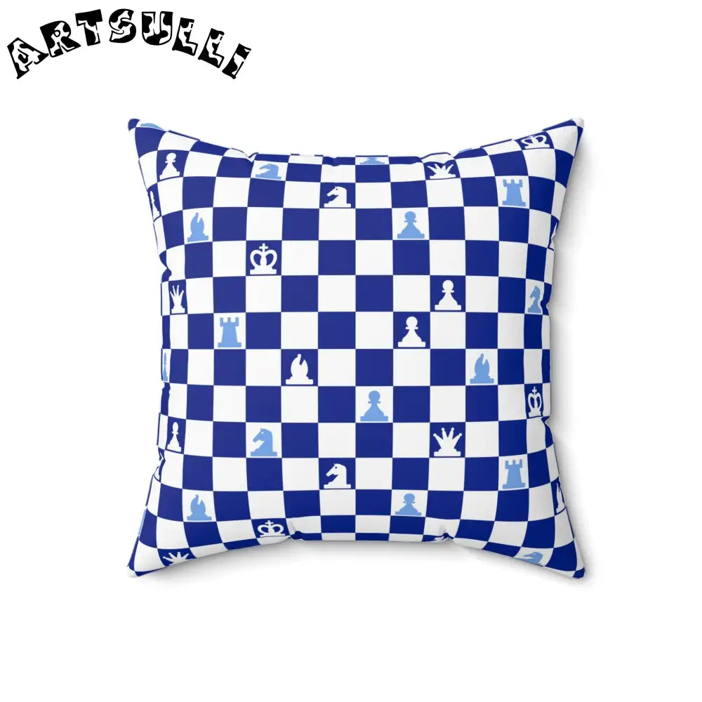 Blue and White Chessboard Throw Pillow, Artsulli - Art is Long, Life is Short, Home Decor, , , , , , , 
