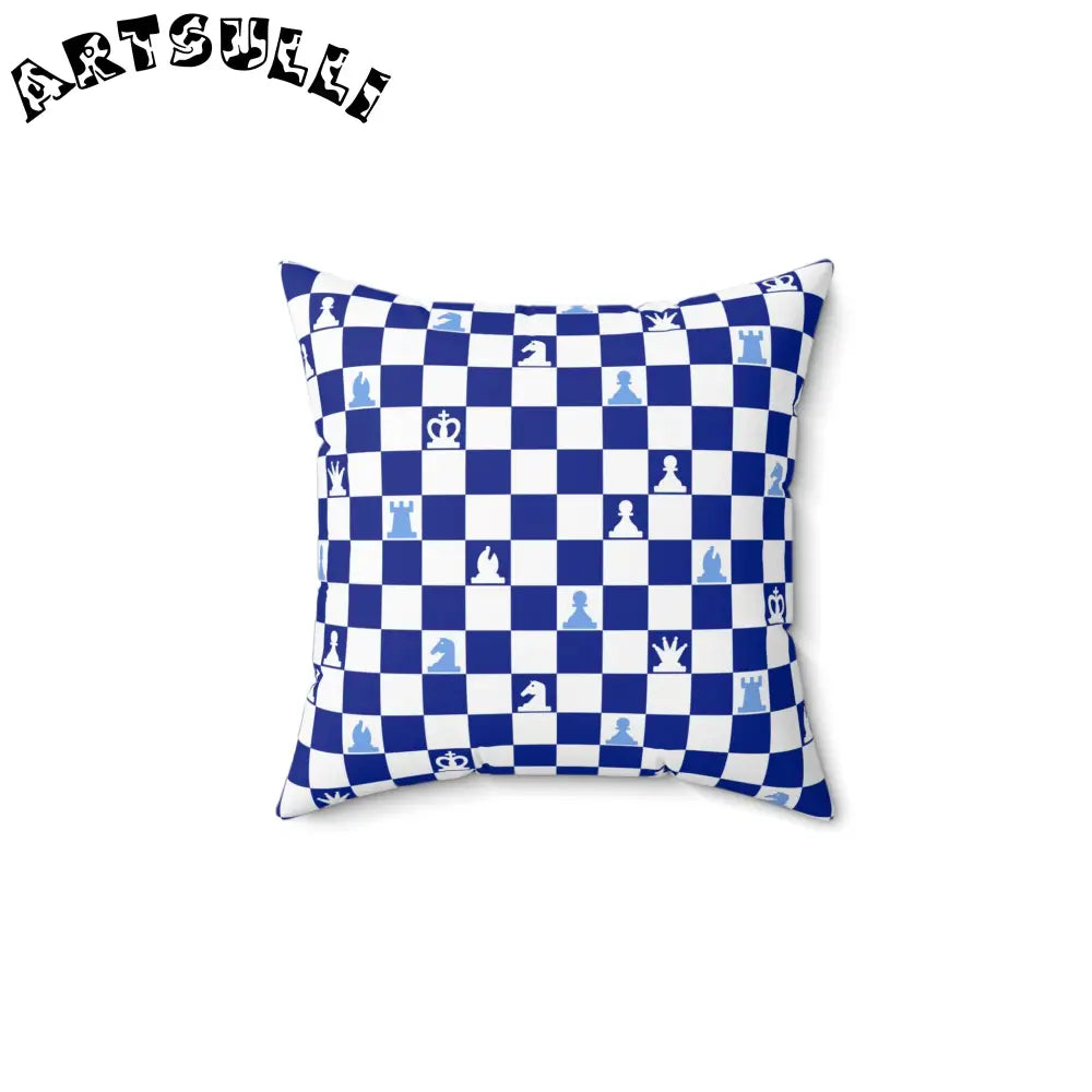 Blue and White Chessboard Throw Pillow, Artsulli - Art is Long, Life is Short, Home Decor, Size, 14" × 14", , , , , 78303740010098503636