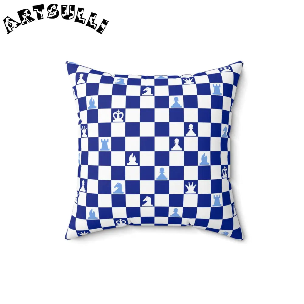 Blue and White Chessboard Throw Pillow, Artsulli - Art is Long, Life is Short, Home Decor, Size, 16" × 16", , , , , 10155080734483760016