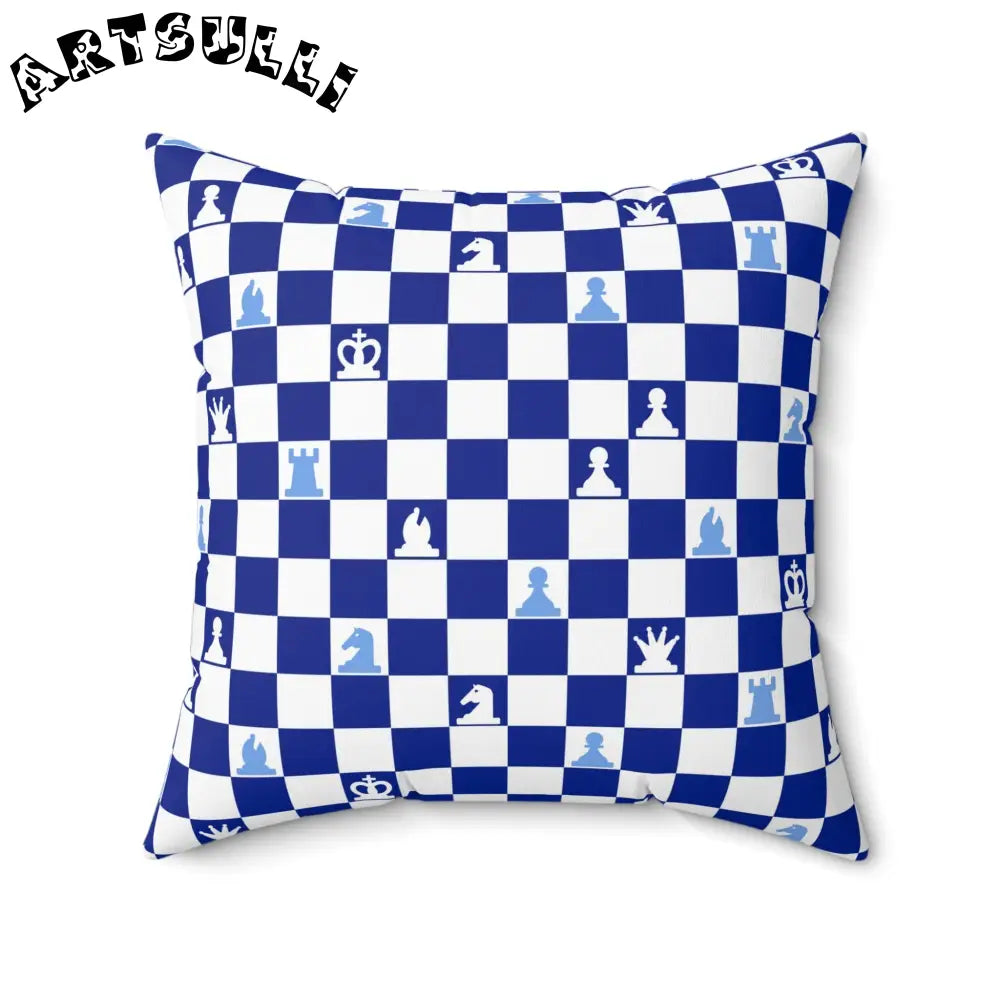 Blue and White Chessboard Throw Pillow, Artsulli - Art is Long, Life is Short, Home Decor, Size, 20" × 20", , , , , 85043961656845016228