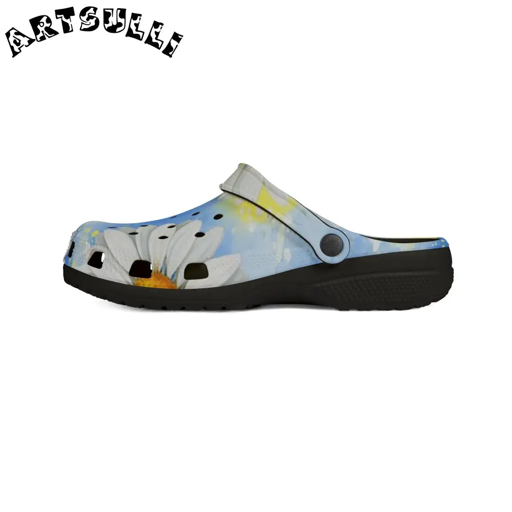 Blue and White Daisies EVA Foam Clogs, Artsulli - Art is Long, Life is Short, Shoes, , , , , , , 