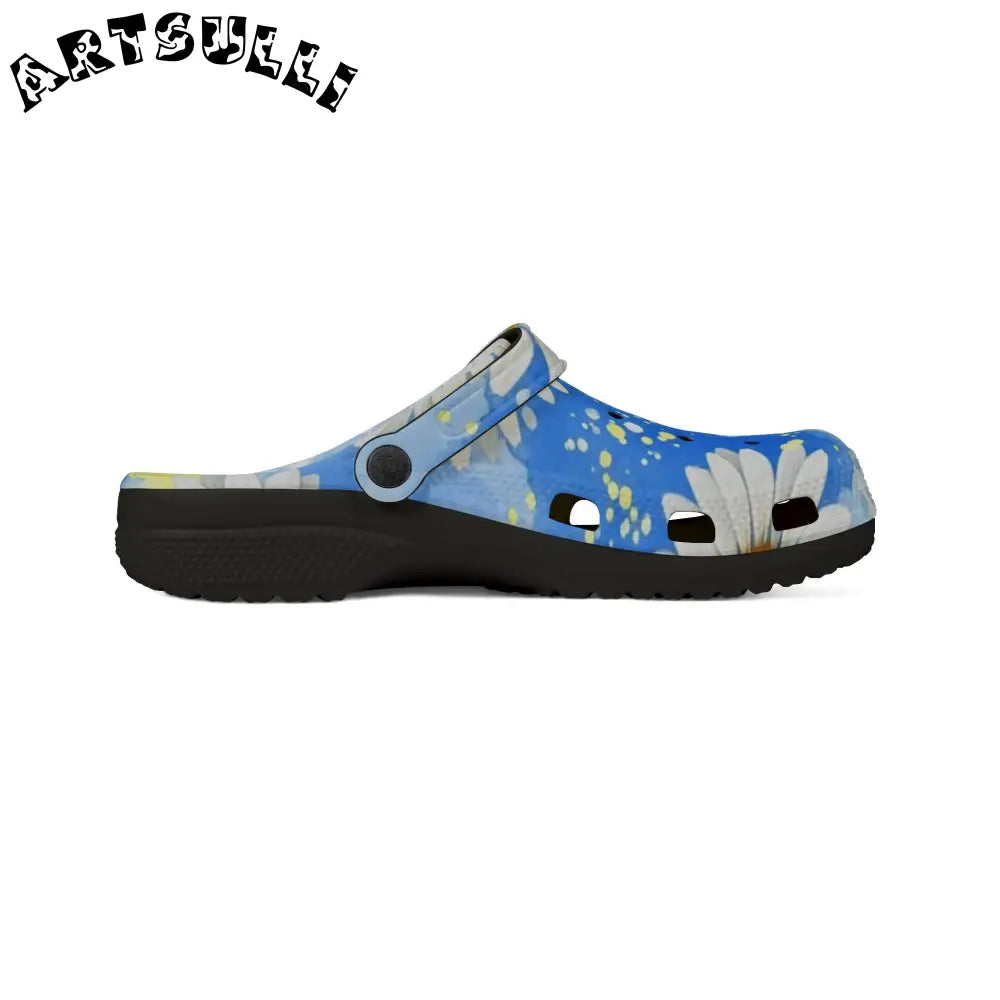 Blue and White Daisies EVA Foam Clogs, Artsulli - Art is Long, Life is Short, Shoes, , , , , , , 