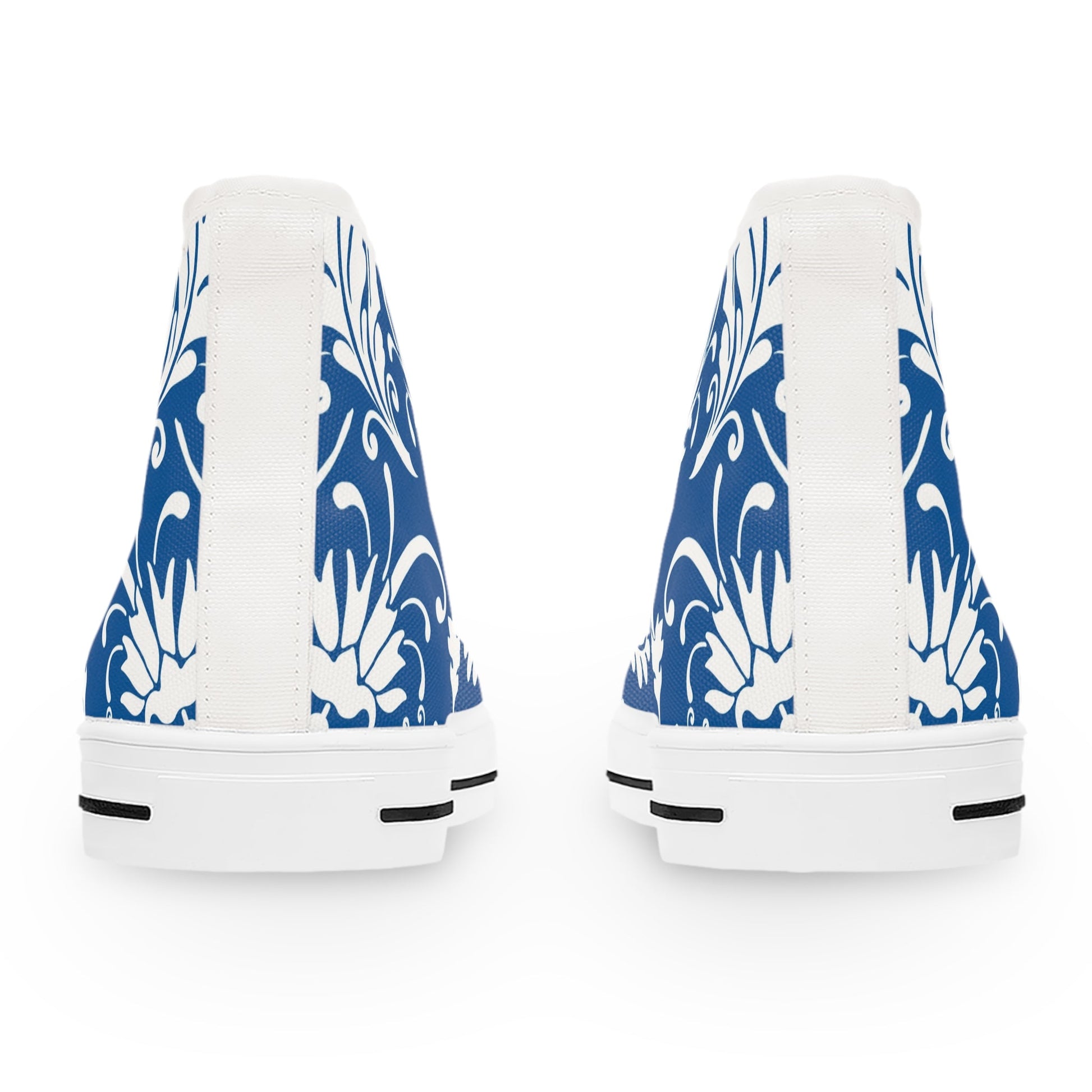 Blue and White Damask High-Top Sneakers, Artsulli - Art is Long, Life is Short, Shoes, , , , , , , 