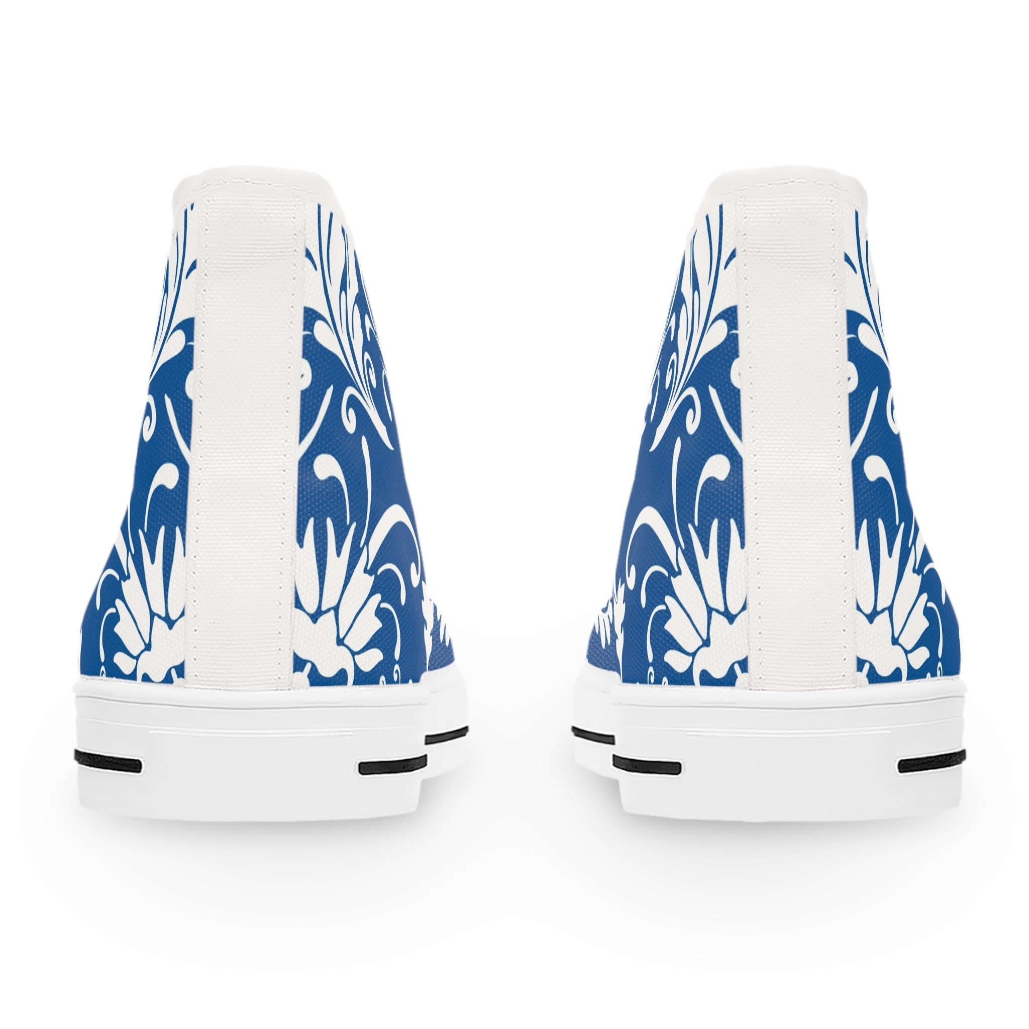 Blue and White Damask High-Top Sneakers, Artsulli - Art is Long, Life is Short, Shoes, , , , , , , 