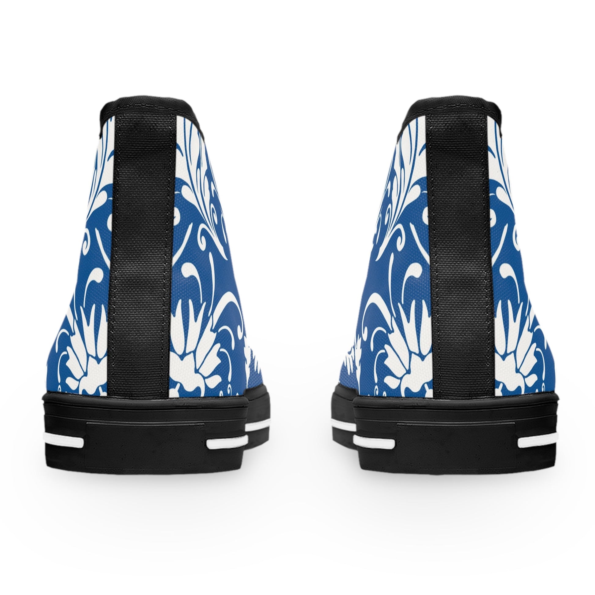 Blue and White Damask High-Top Sneakers, Artsulli - Art is Long, Life is Short, Shoes, , , , , , , 