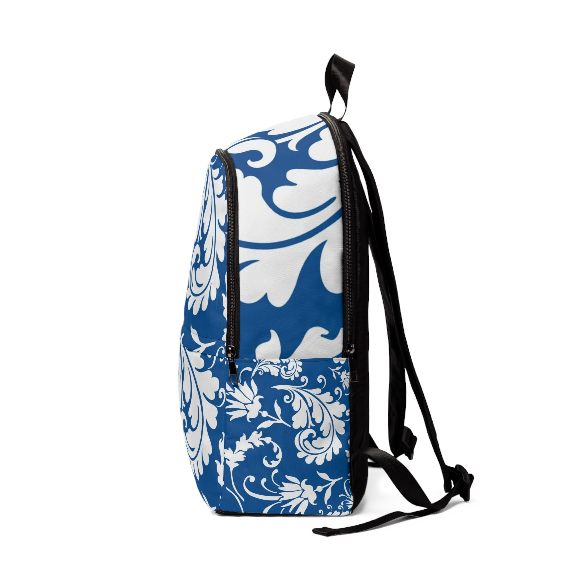 Blue and White Damask Print Backpack, Artsulli - Art is Long, Life is Short, Bags, , , , , , , 