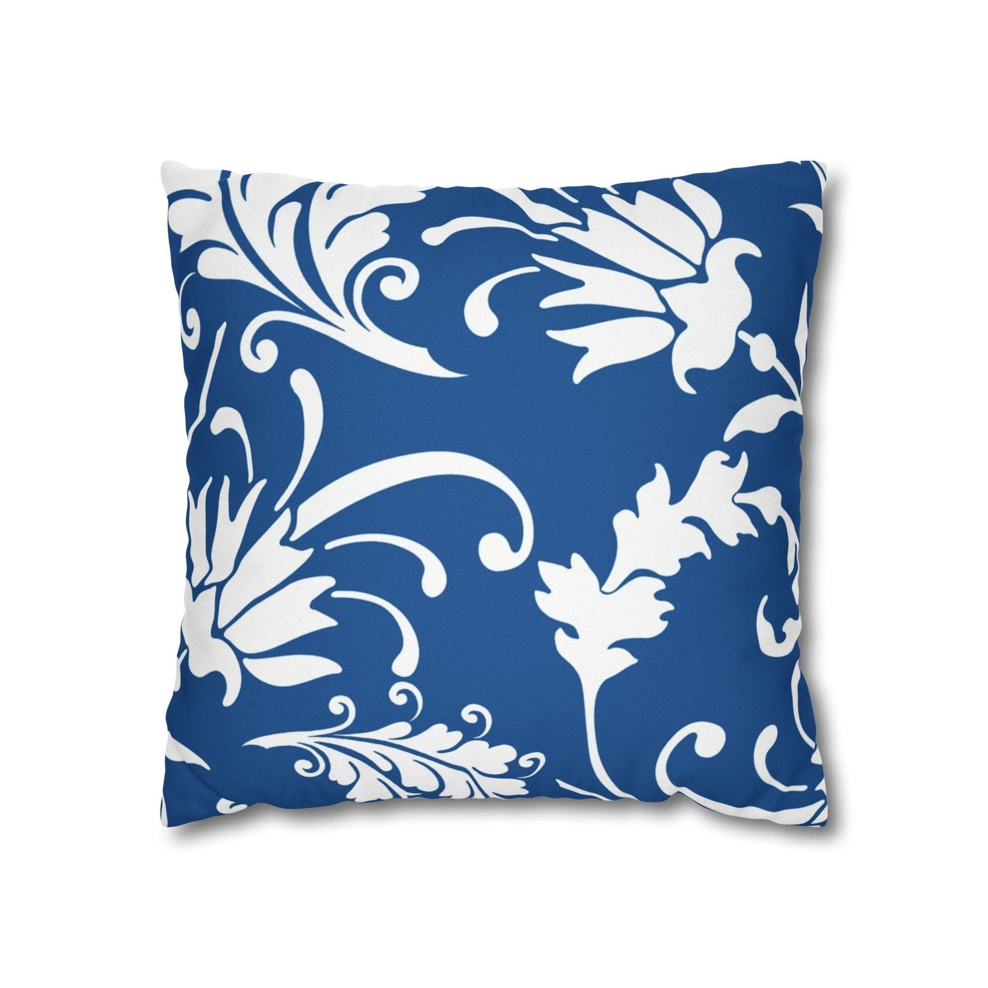 Blue and White Damask Throw Pillow, Artsulli - Art is Long, Life is Short, Home Decor, Size, 16" × 16", , , , , 21851723113690342233