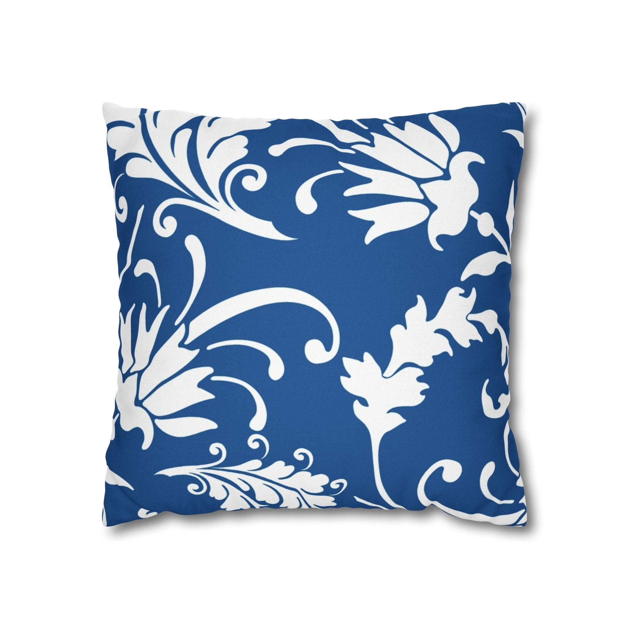 Blue and White Damask Throw Pillow, Artsulli - Art is Long, Life is Short, Home Decor, Size, 16" × 16", , , , , 21851723113690342233