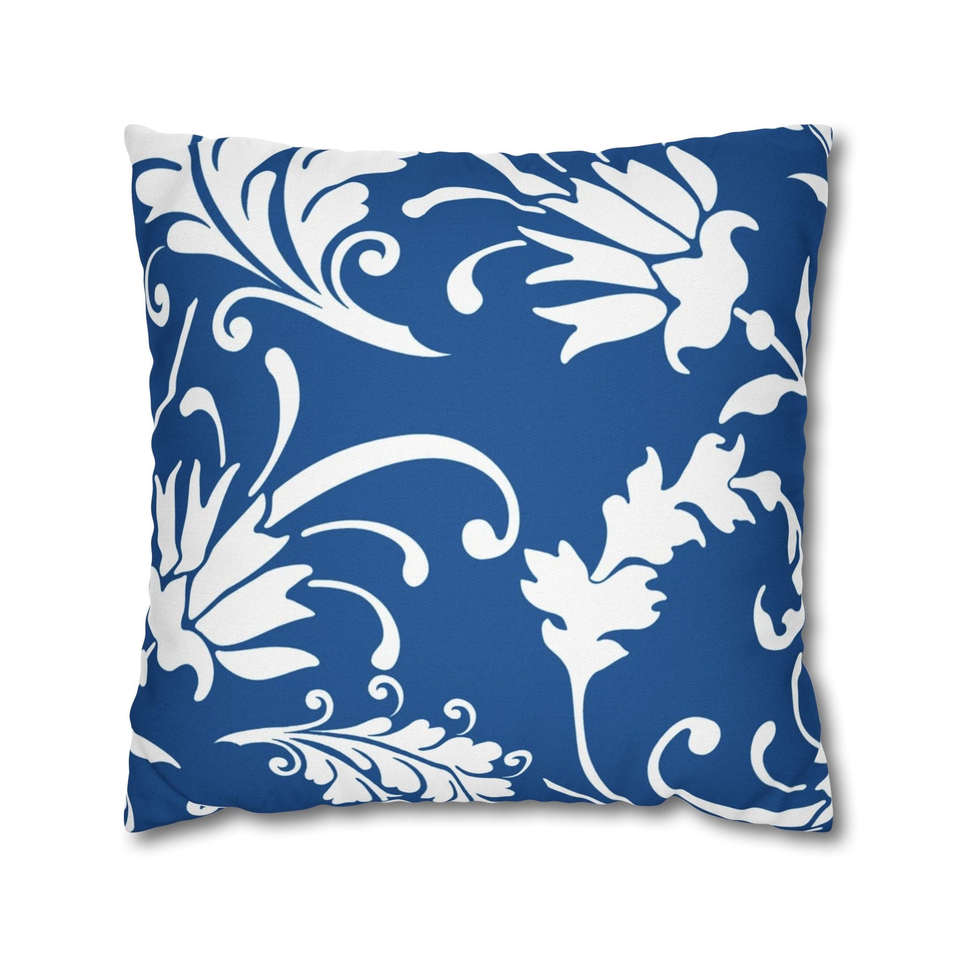 Blue and White Damask Throw Pillow, Artsulli - Art is Long, Life is Short, Home Decor, Size, 20" × 20", , , , , 29497645898628135429