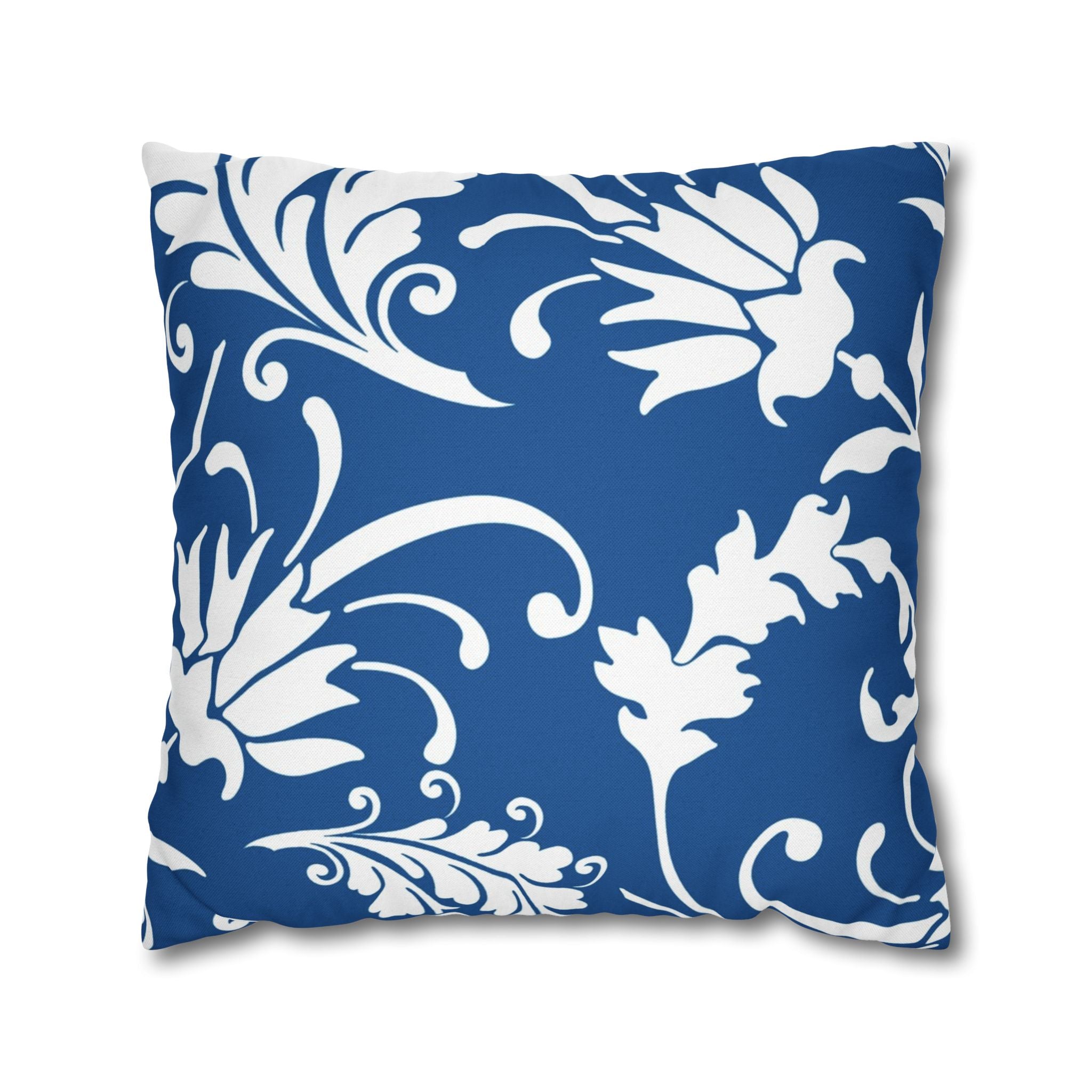 Blue and White Damask Throw Pillow, Artsulli - Art is Long, Life is Short, Home Decor, Size, 20" × 20", , , , , 29497645898628135429
