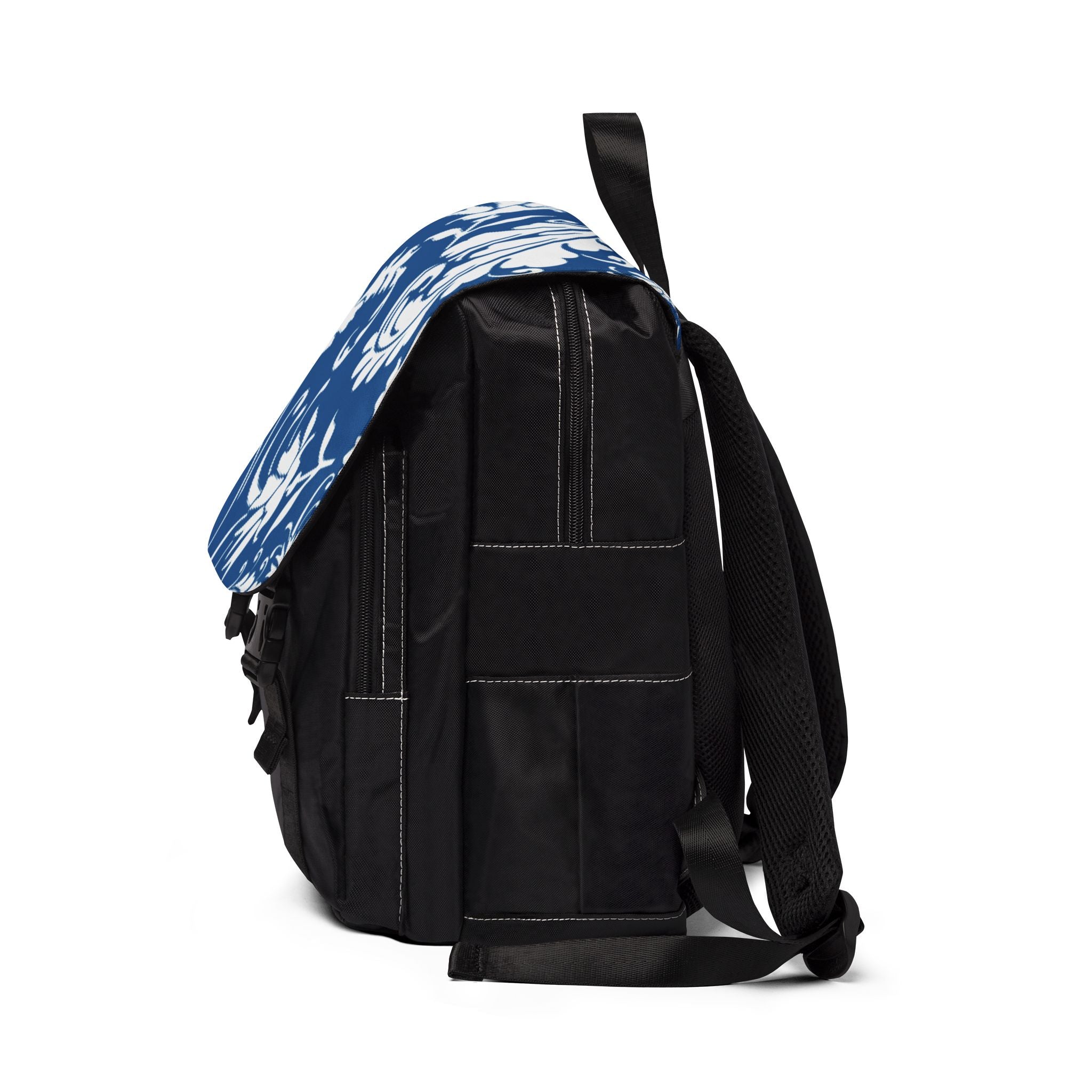 Blue and White Floral Flap Backpack, Artsulli - Art is Long, Life is Short, Bags, , , , , , , 