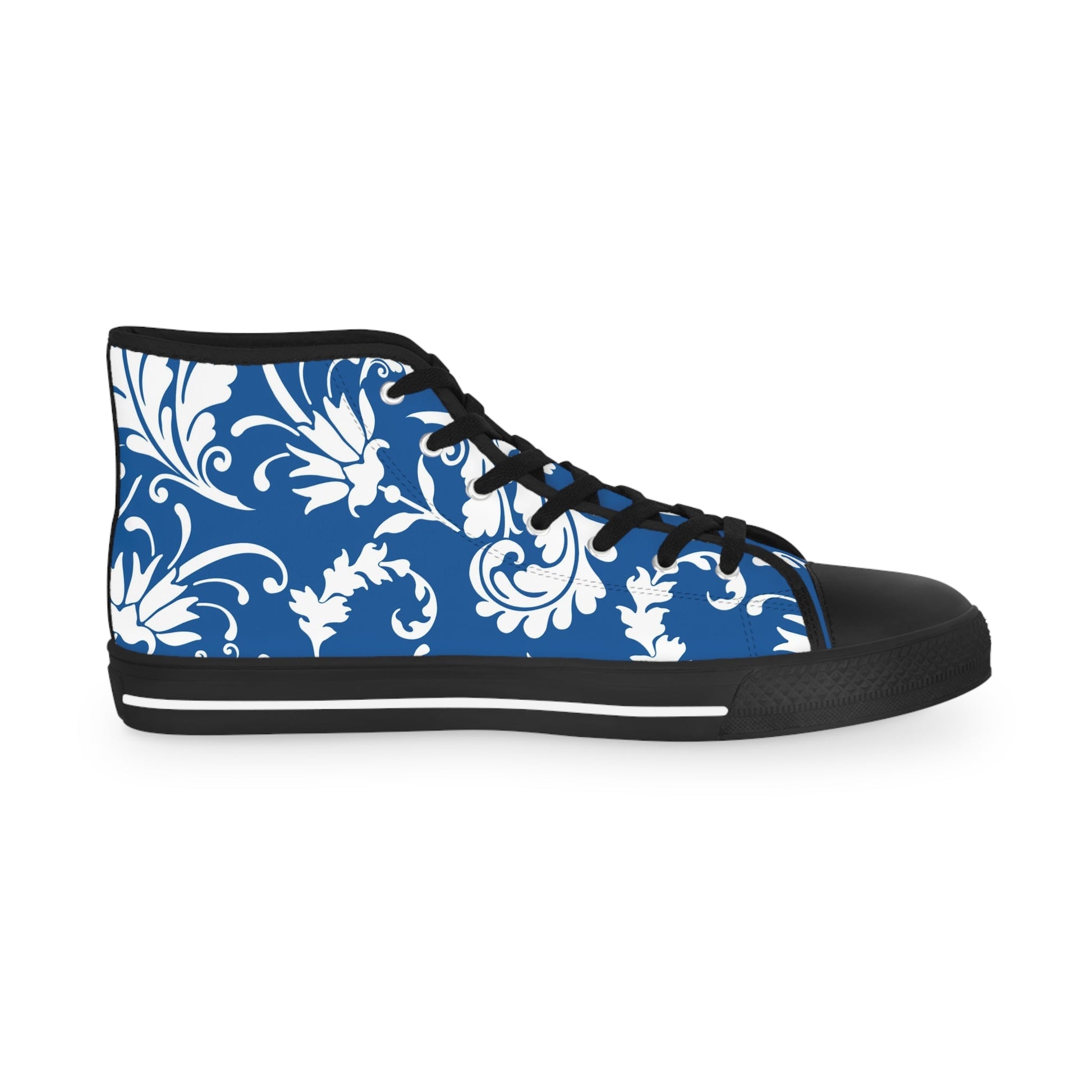 Blue and White Floral High-Top Sneakers, Artsulli - Art is Long, Life is Short, Shoes, , , , , , , 