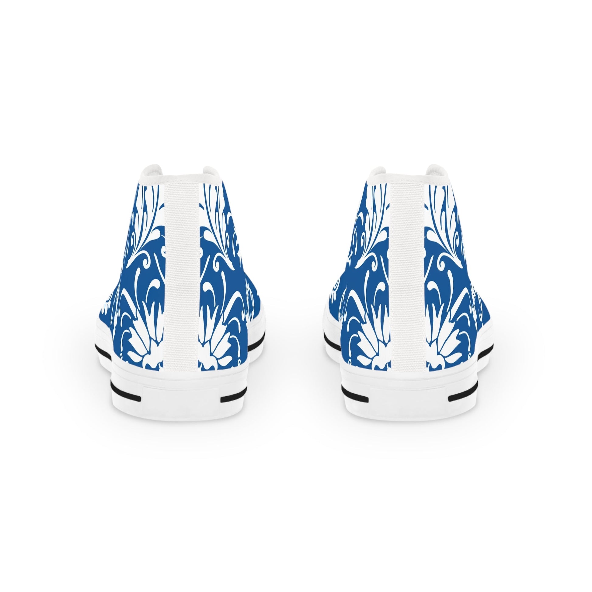 Blue and White Floral High-Top Sneakers, Artsulli - Art is Long, Life is Short, Shoes, , , , , , , 