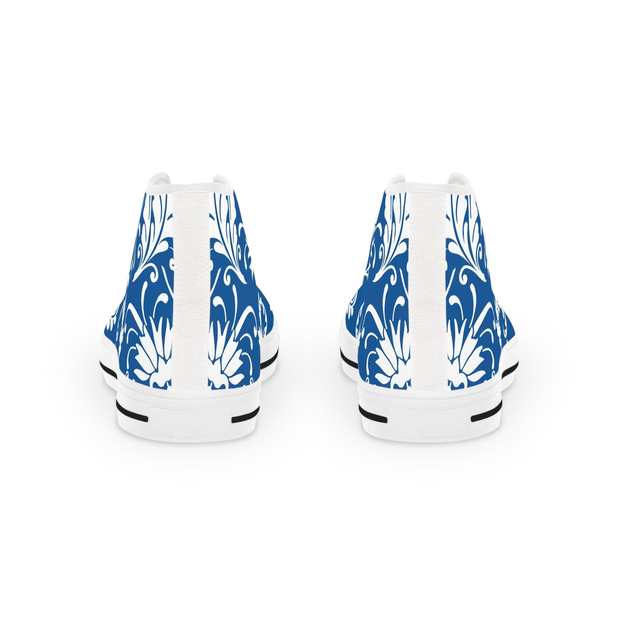 Blue and White Floral High-Top Sneakers, Artsulli - Art is Long, Life is Short, Shoes, , , , , , , 