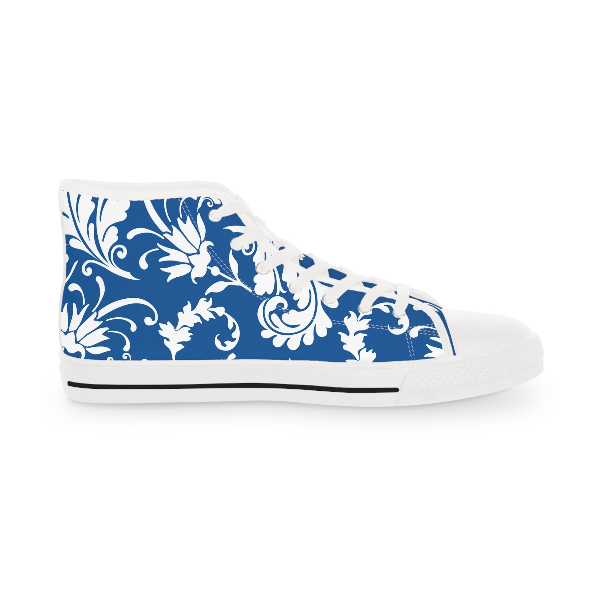 Blue and White Floral High-Top Sneakers, Artsulli - Art is Long, Life is Short, Shoes, , , , , , , 