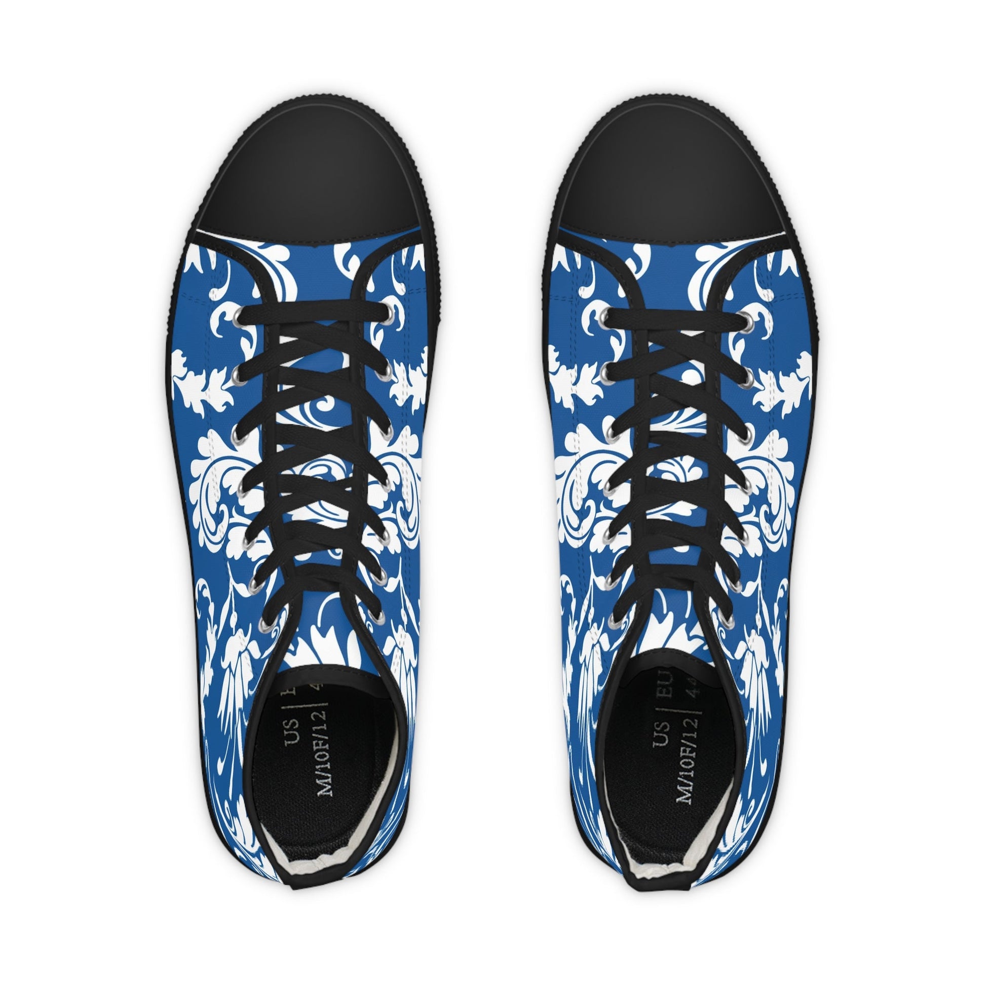 Blue and White Floral High-Top Sneakers, Artsulli - Art is Long, Life is Short, Shoes, , , , , , , 