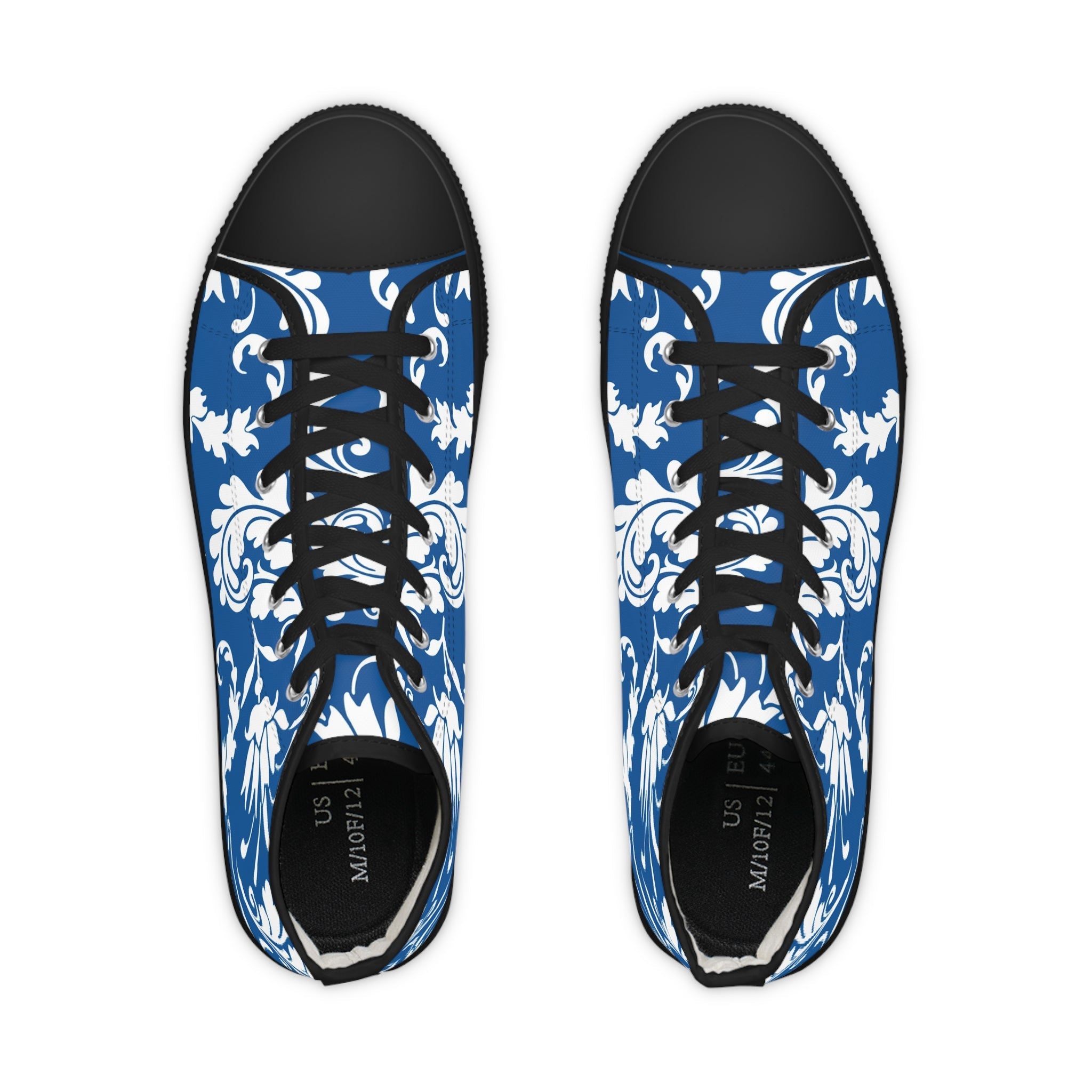 Blue and White Floral High-Top Sneakers, Artsulli - Art is Long, Life is Short, Shoes, , , , , , , 