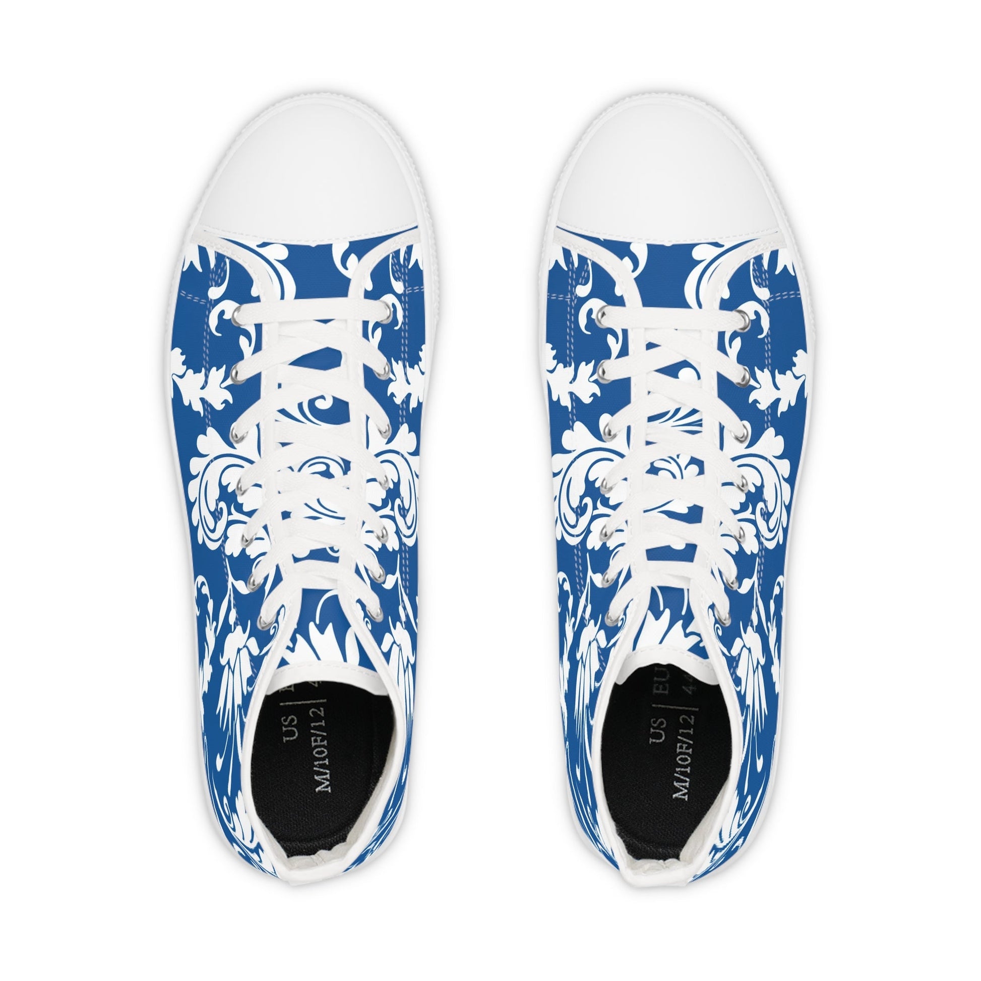 Blue and White Floral High-Top Sneakers, Artsulli - Art is Long, Life is Short, Shoes, , , , , , , 
