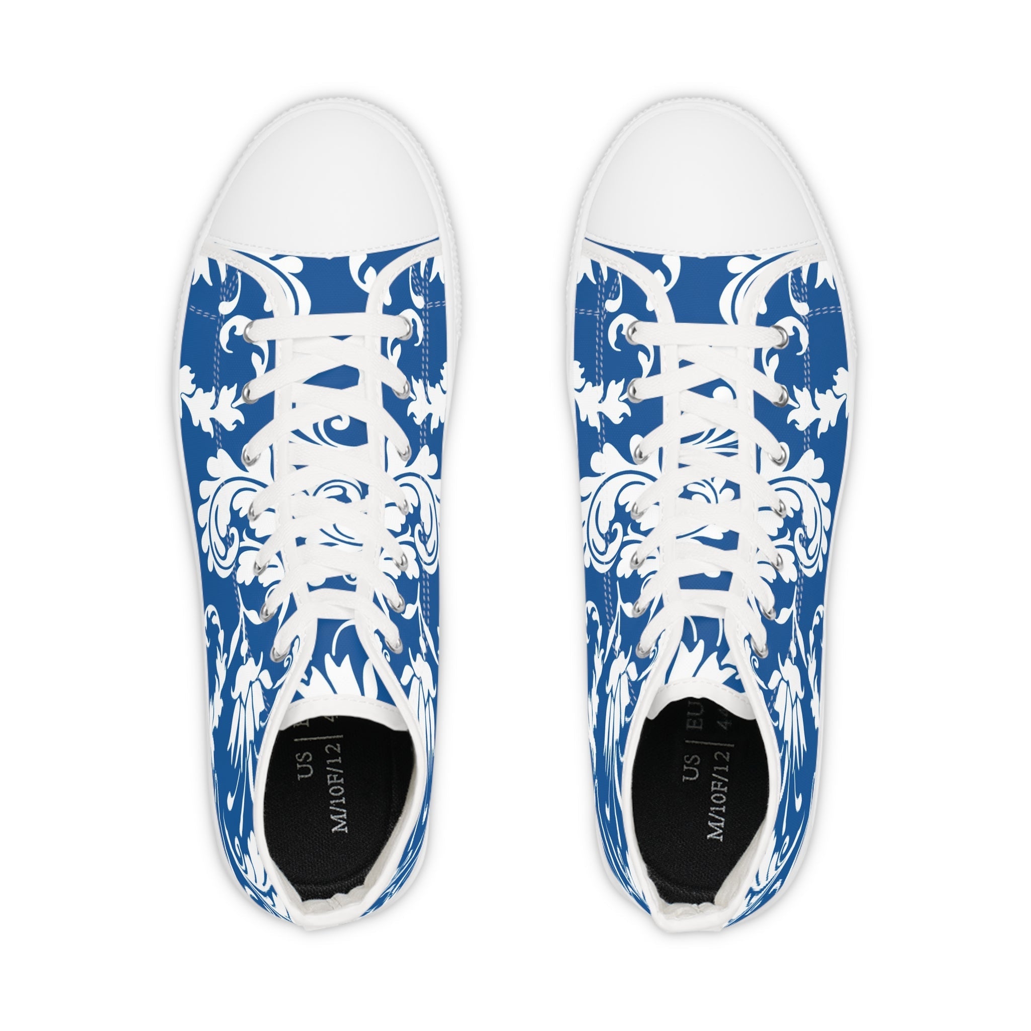 Blue and White Floral High-Top Sneakers, Artsulli - Art is Long, Life is Short, Shoes, , , , , , , 