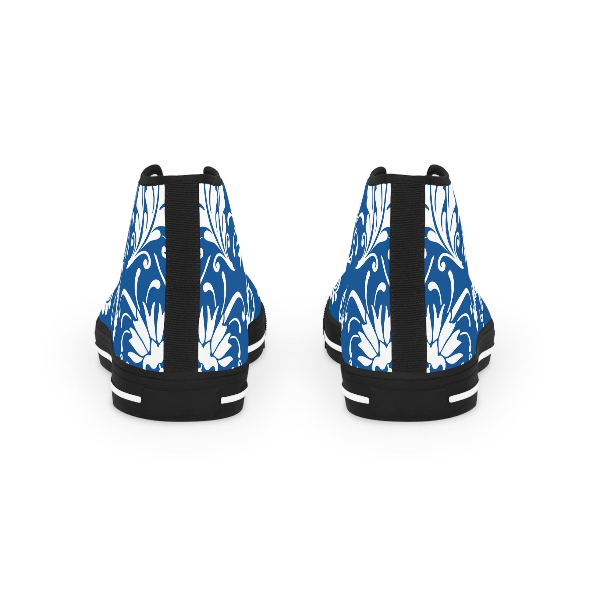 Blue and White Floral High-Top Sneakers, Artsulli - Art is Long, Life is Short, Shoes, , , , , , , 