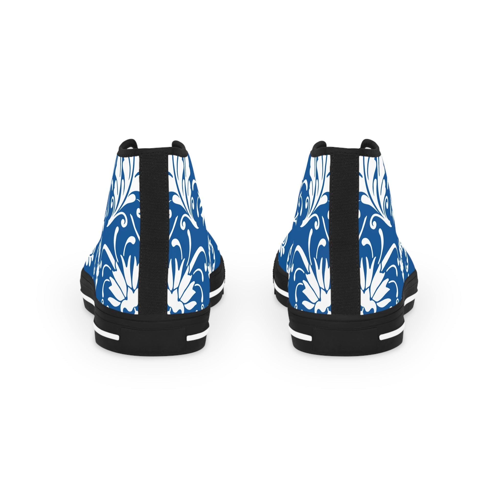 Blue and White Floral High-Top Sneakers, Artsulli - Art is Long, Life is Short, Shoes, , , , , , , 