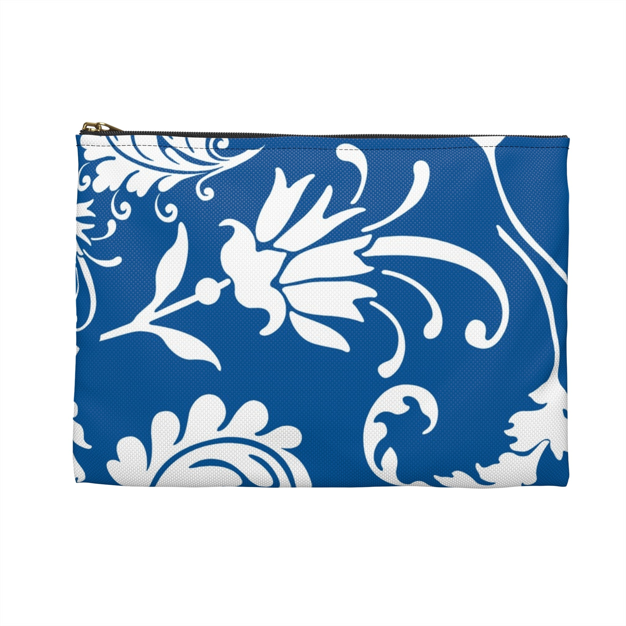 Printify Blue and White Floral Zippered Pouch 2025