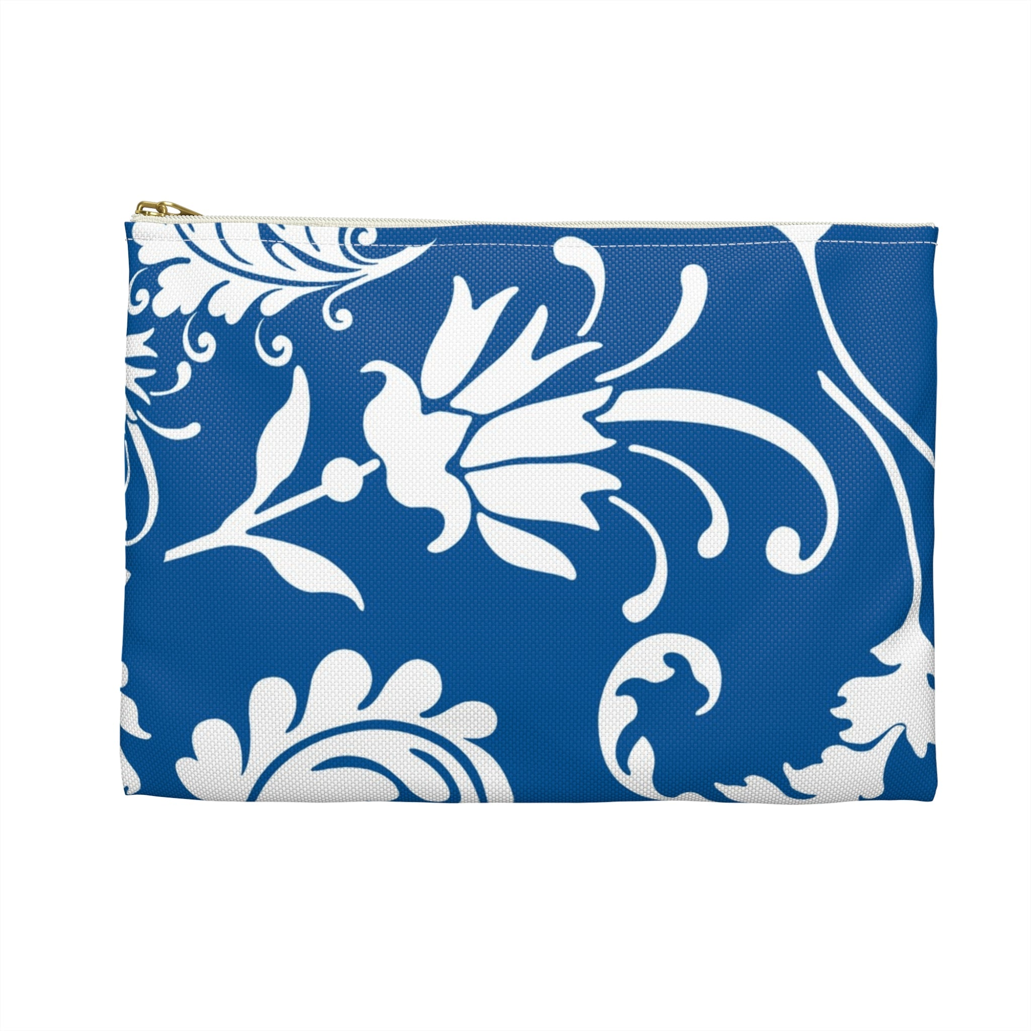Printify Blue and White Floral Zippered Pouch 2025