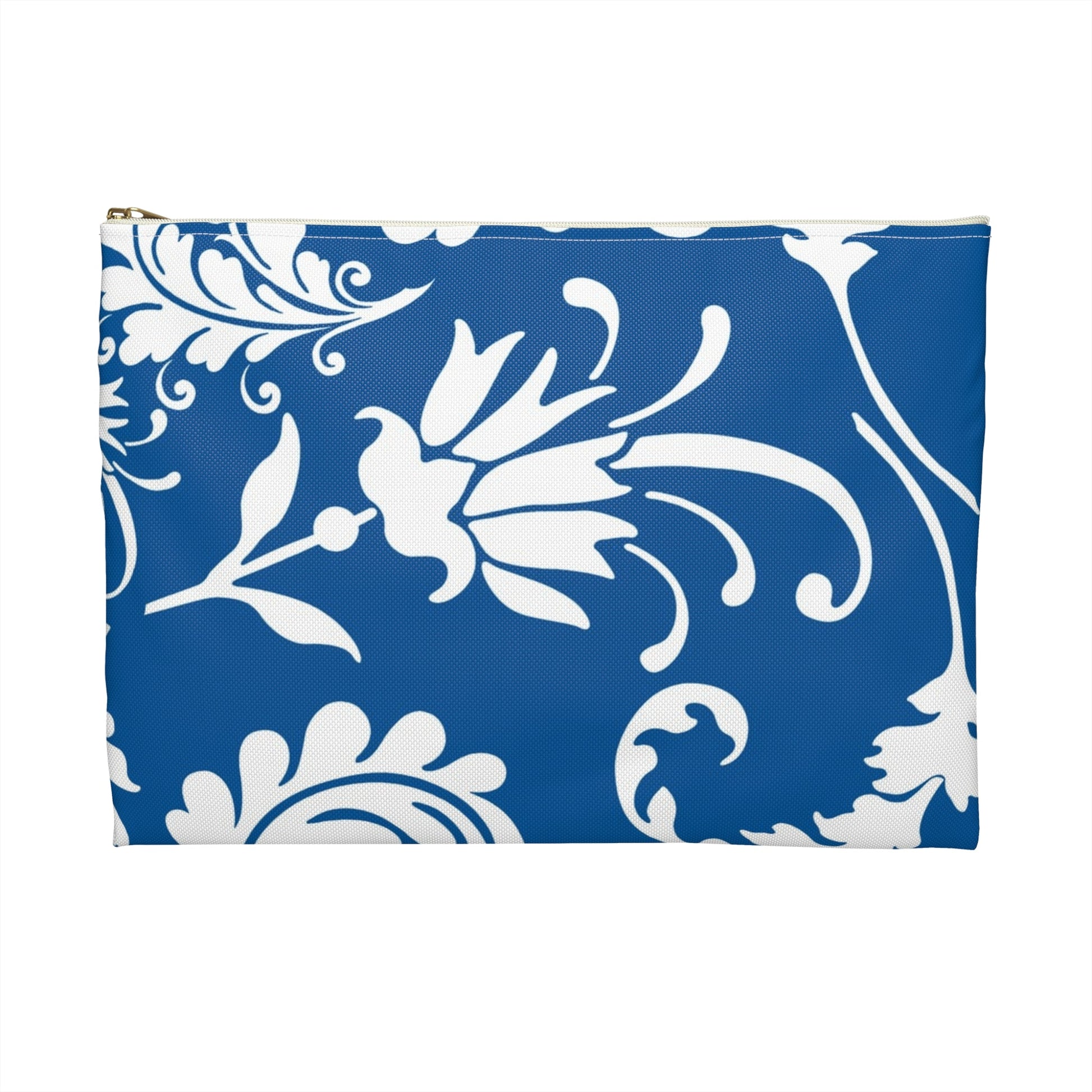 Printify Blue and White Floral Zippered Pouch 2025