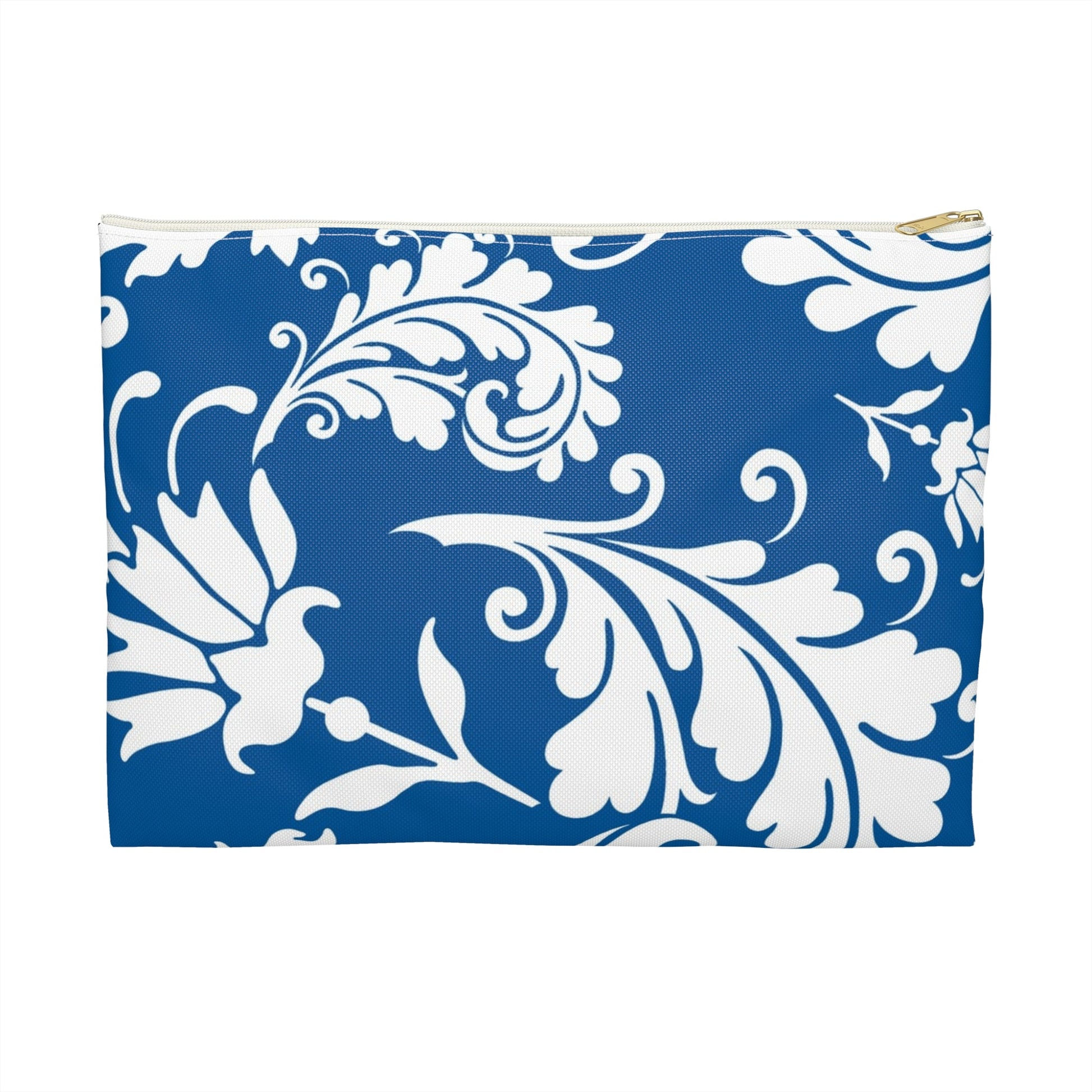 Printify Blue and White Floral Zippered Pouch 2025