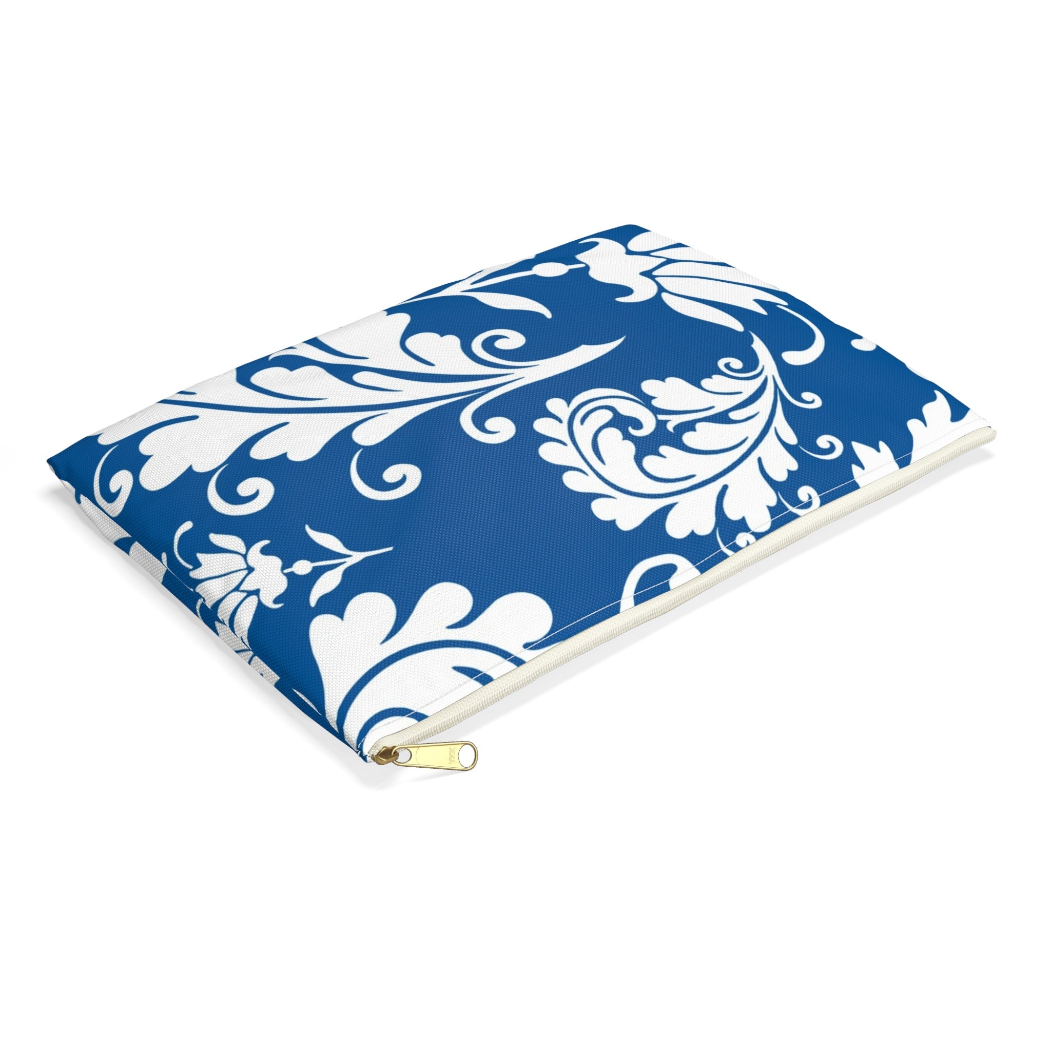 Printify Blue and White Floral Zippered Pouch 2025