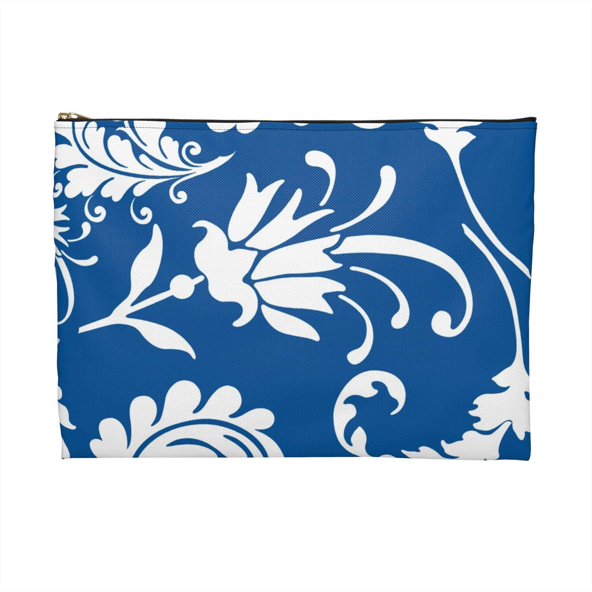 Printify Blue and White Floral Zippered Pouch 2025