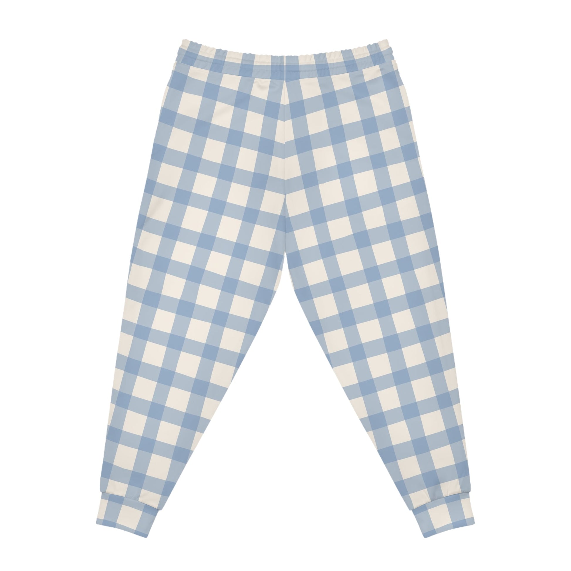 Blue and White Gingham Plaid Joggers, Artsulli - Art is Long, Life is Short, All Over Prints, , , , , , , 